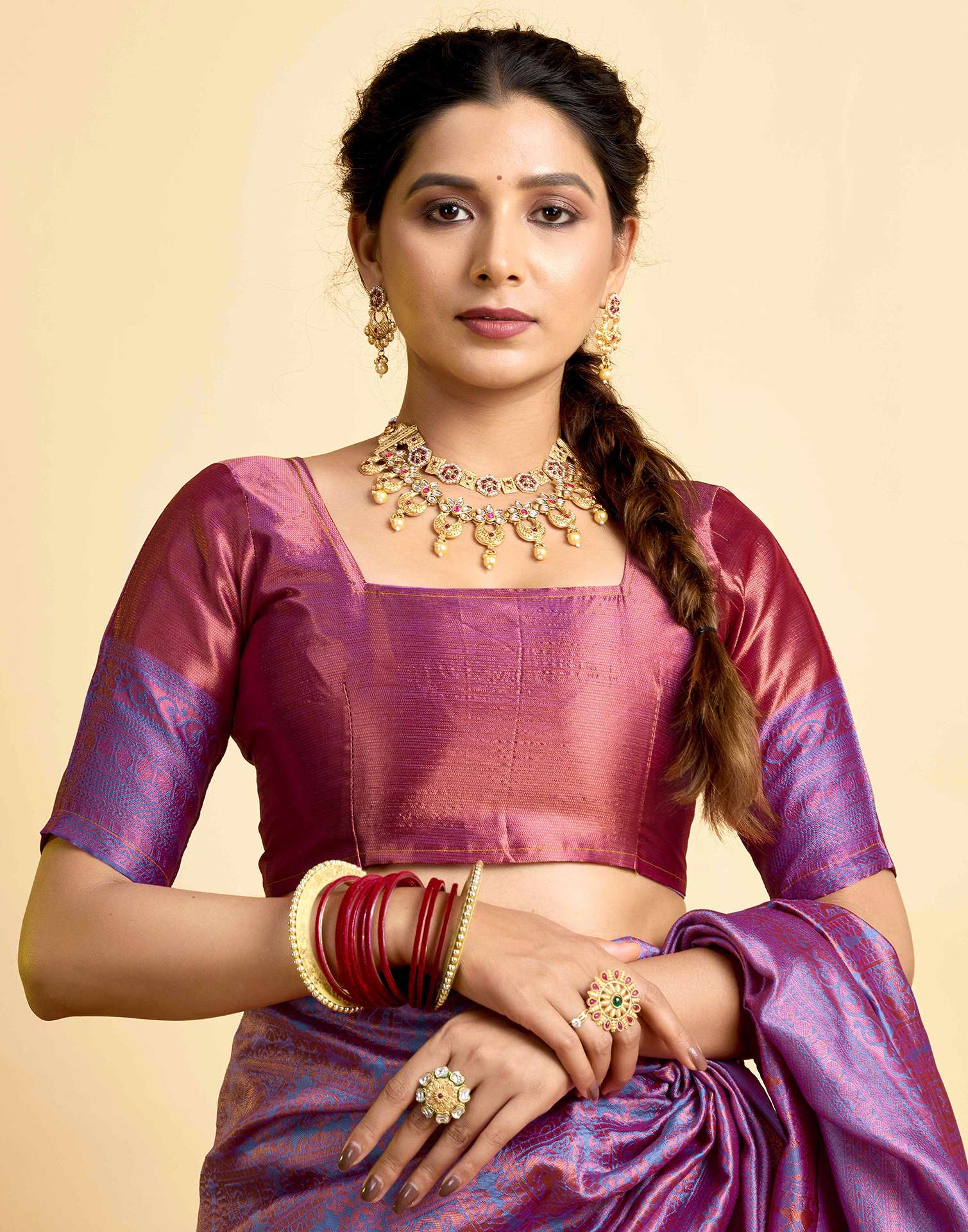 Lavender Silk Woven Kanjivaram Saree