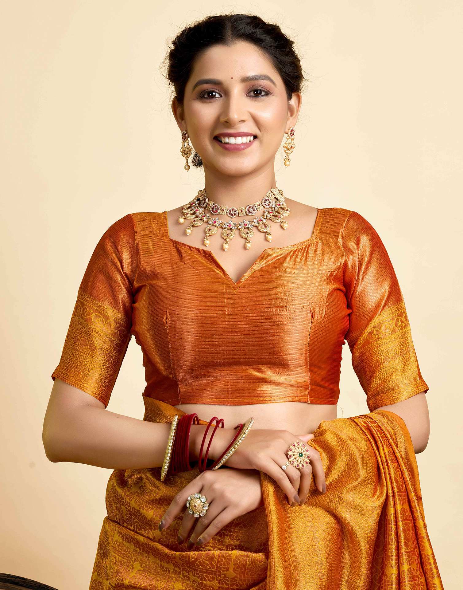 Mustard Yellow Silk Woven Kanjivaram Saree