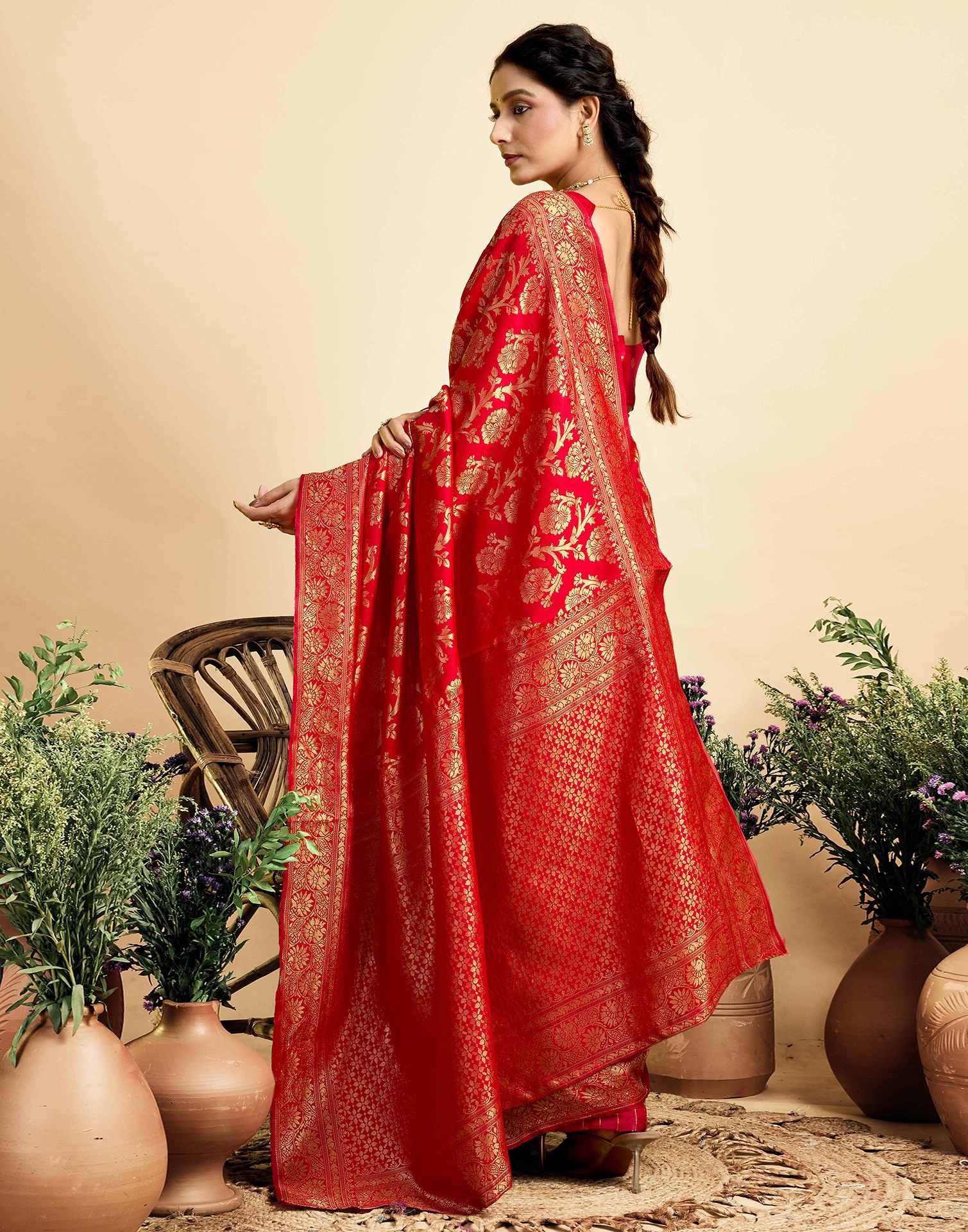 Red Silk Woven Banarasi Saree