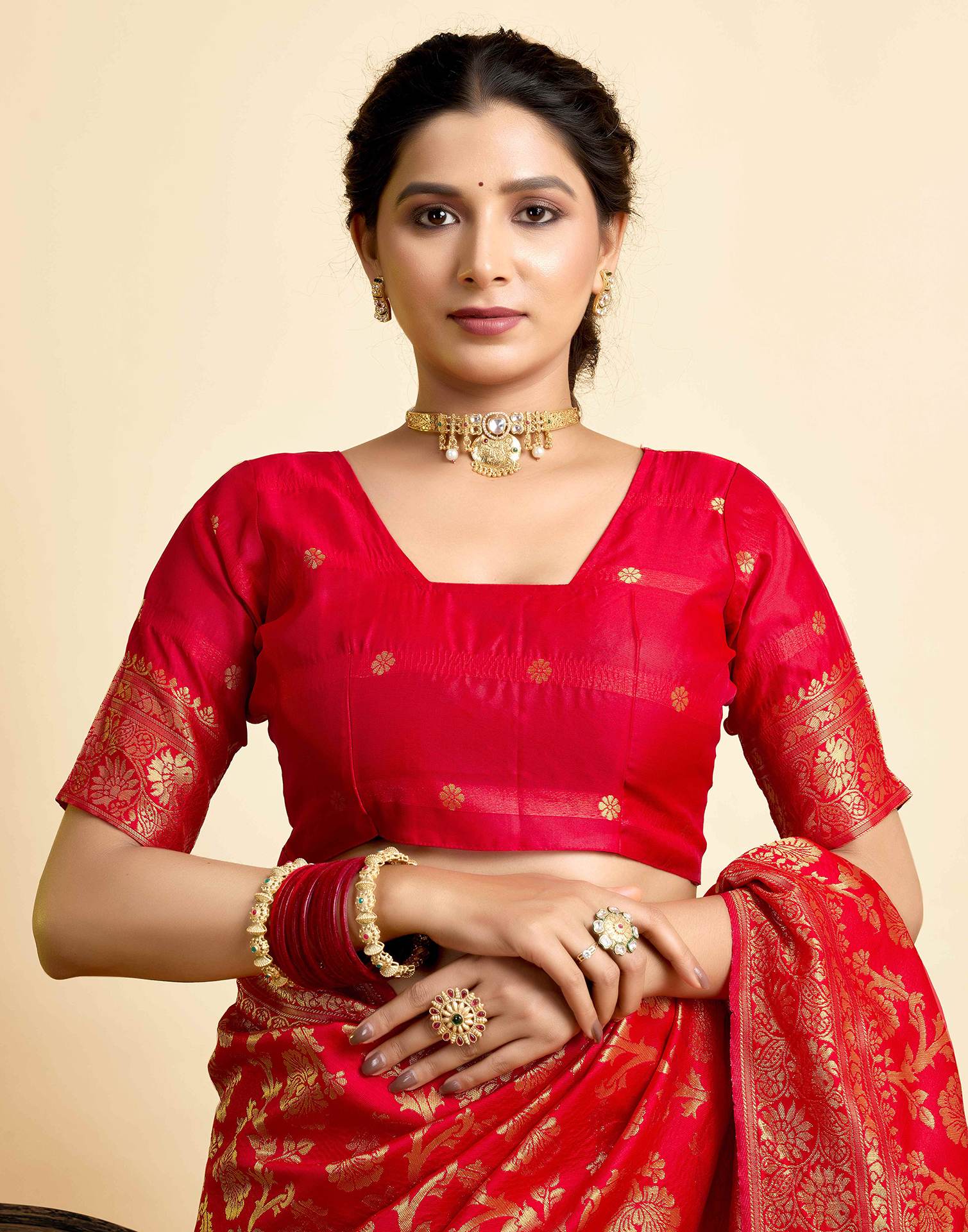 Red Silk Woven Banarasi Saree