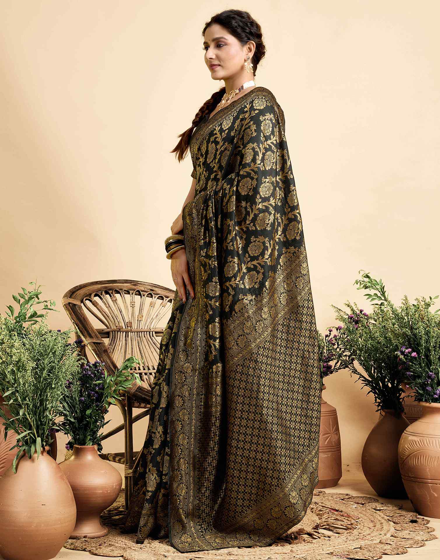 Black Silk Woven Banarasi Saree