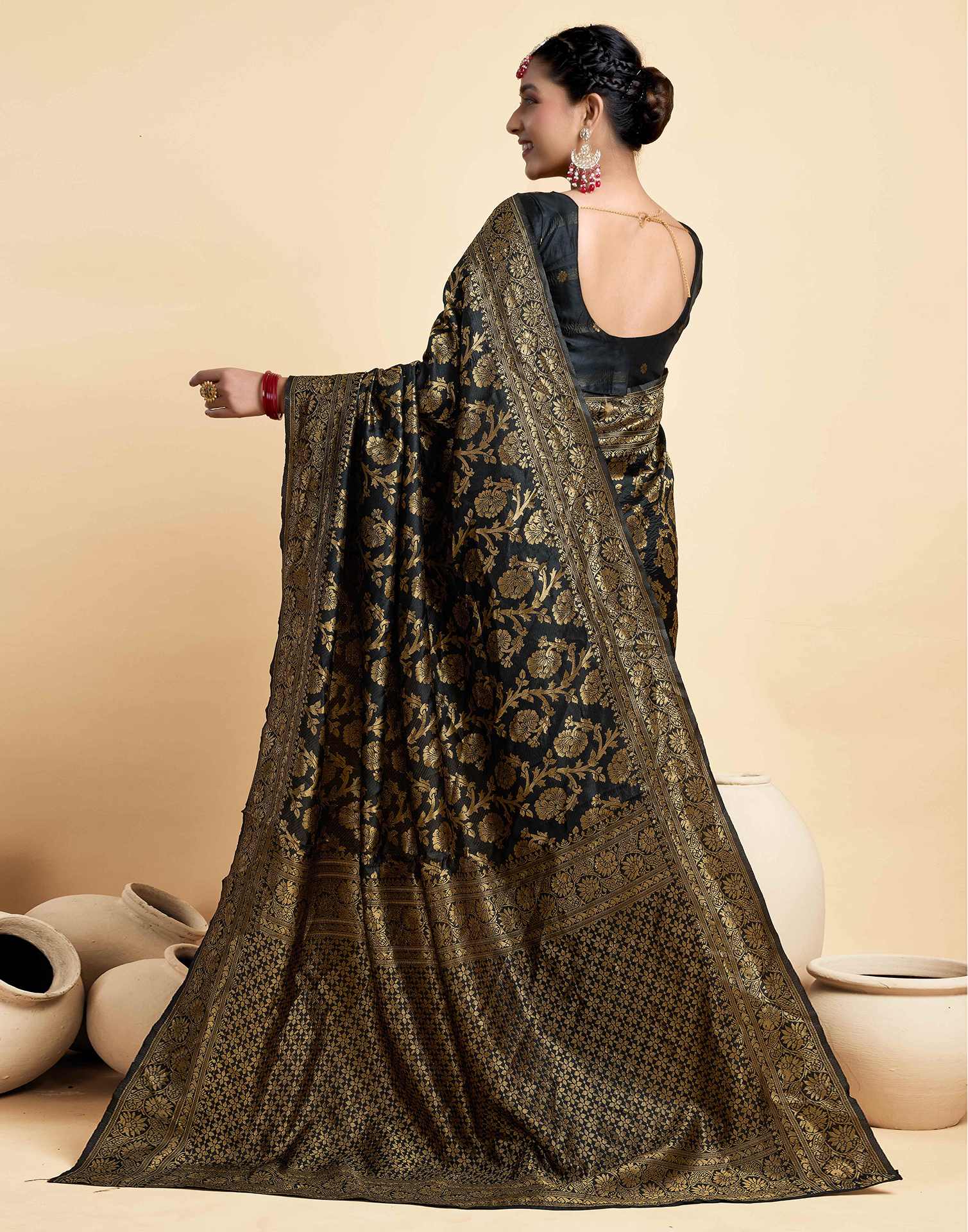 Black Silk Woven Banarasi Saree