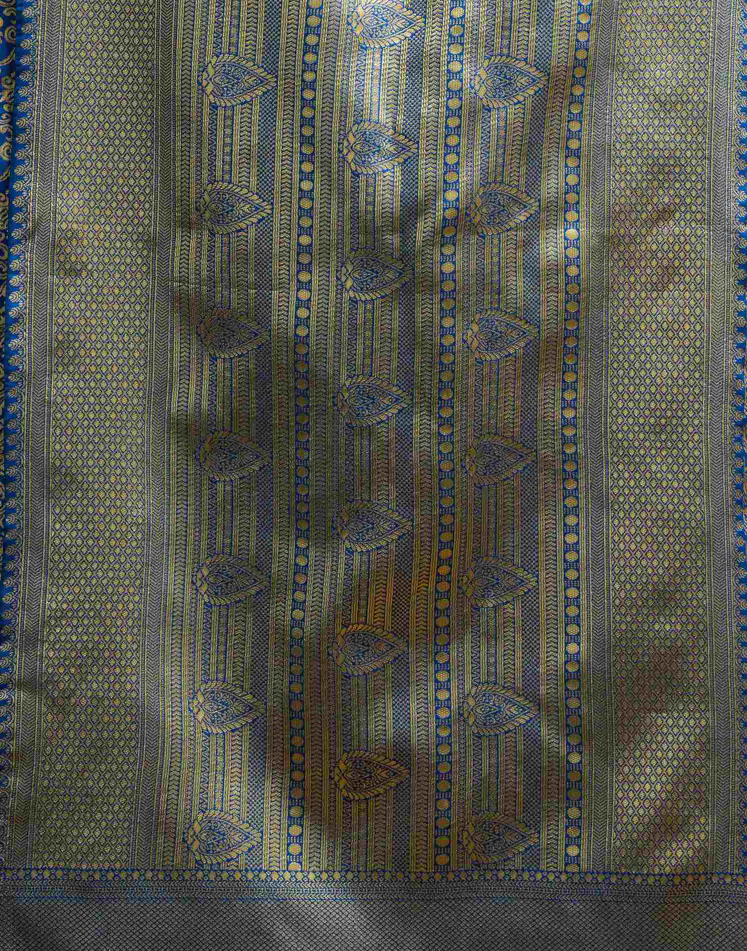 Peacock Blue Silk Woven Banarasi Saree