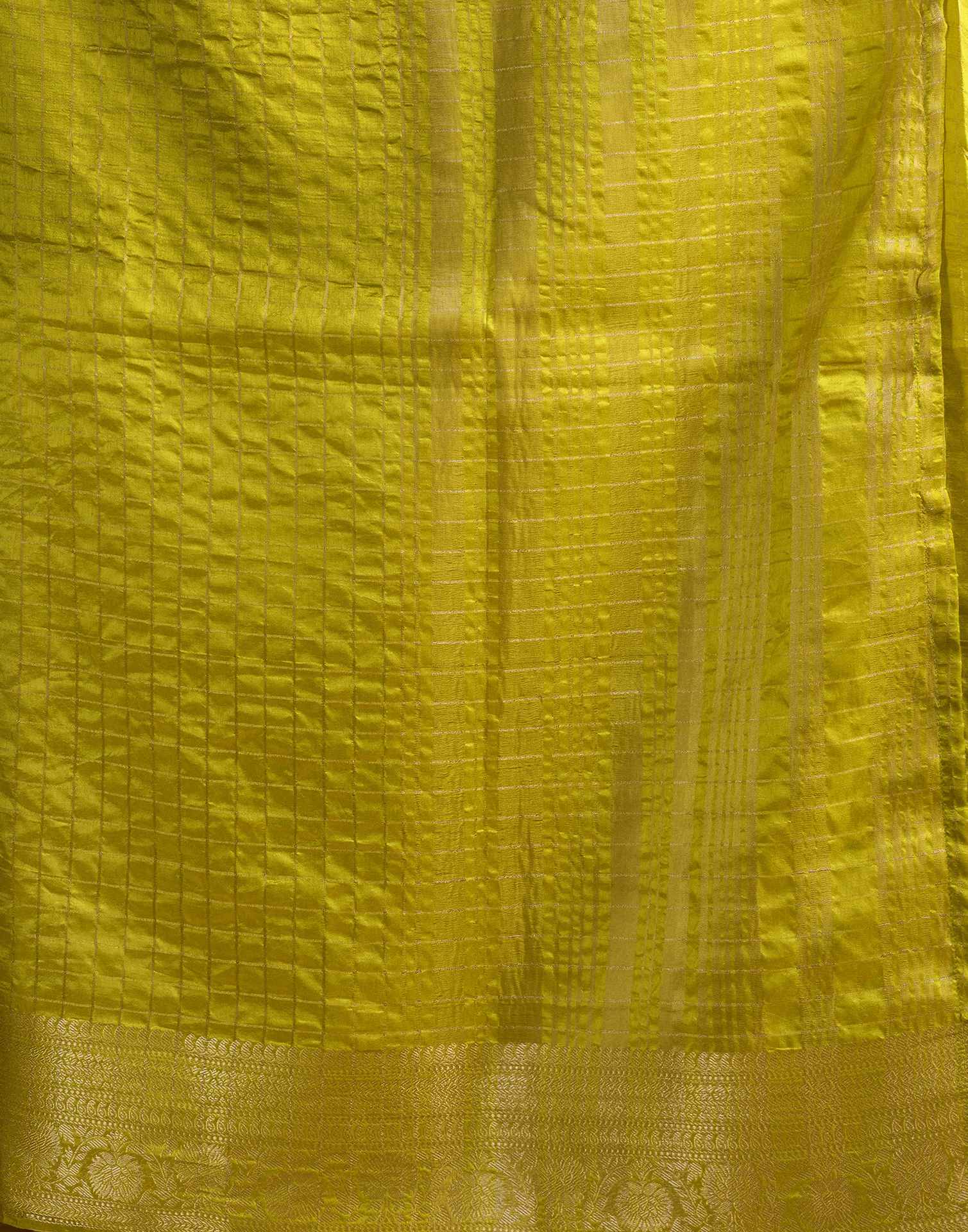 Lime Green Tussar Silk Woven Kanjivaram Saree