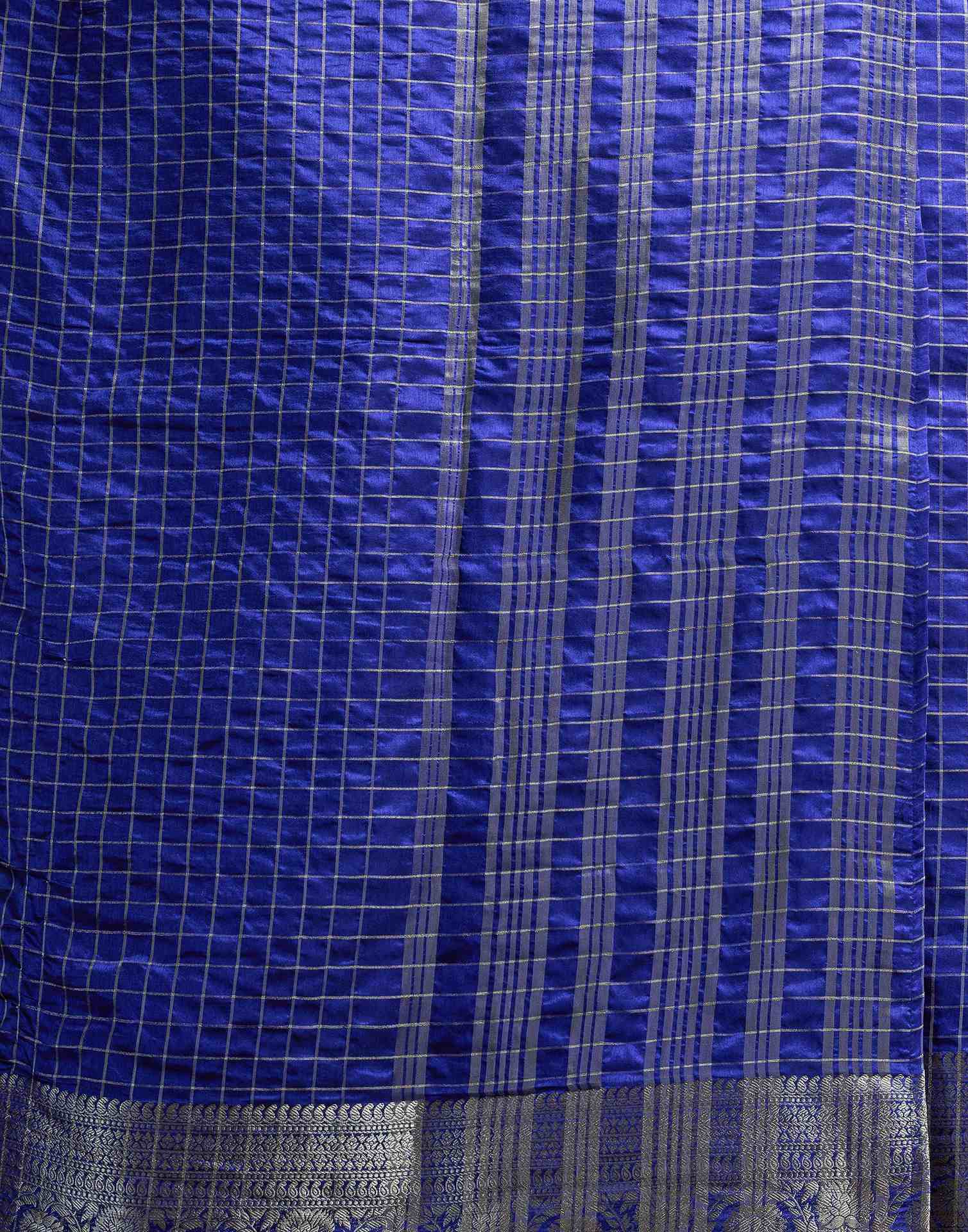 Royal Blue Tussar Silk Woven Kanjivaram Saree