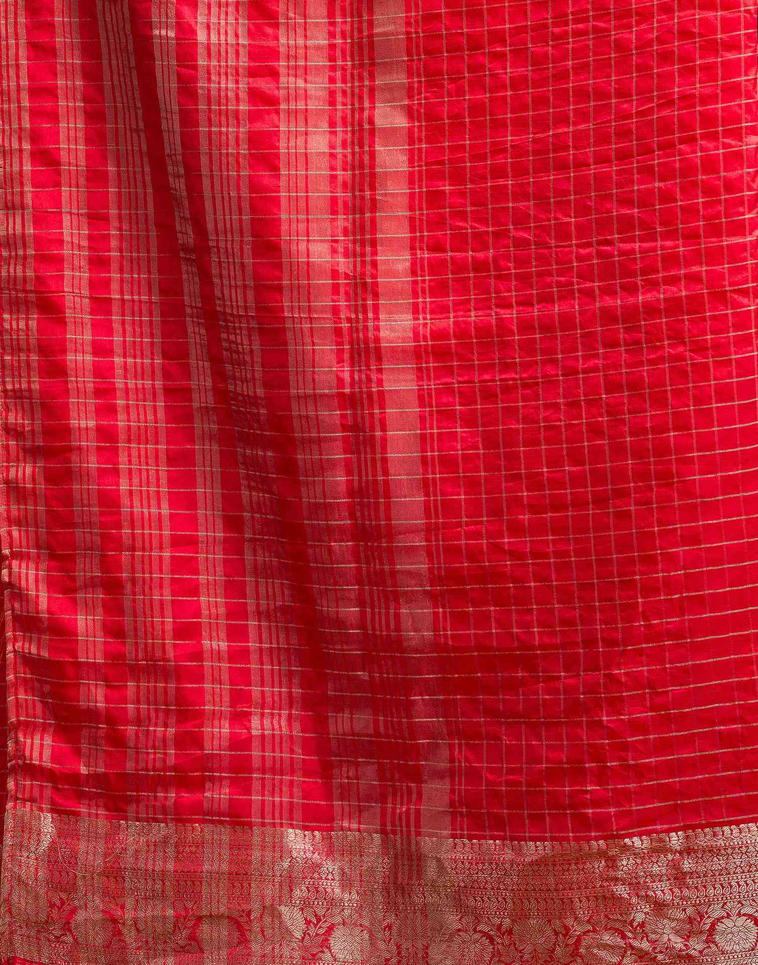 Red Tussar Silk Woven Kanjivaram Saree
