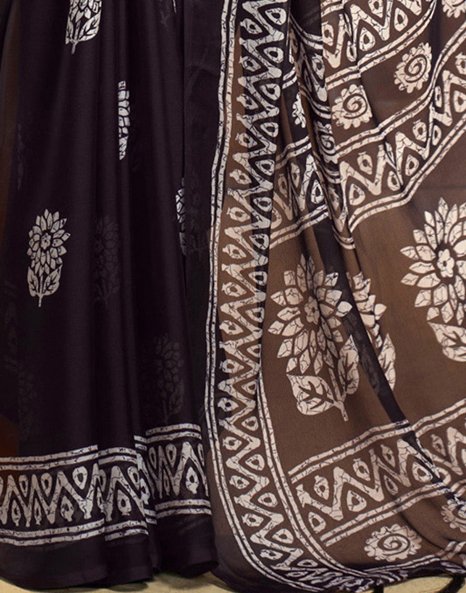 Purple Georgette Printed Saree
