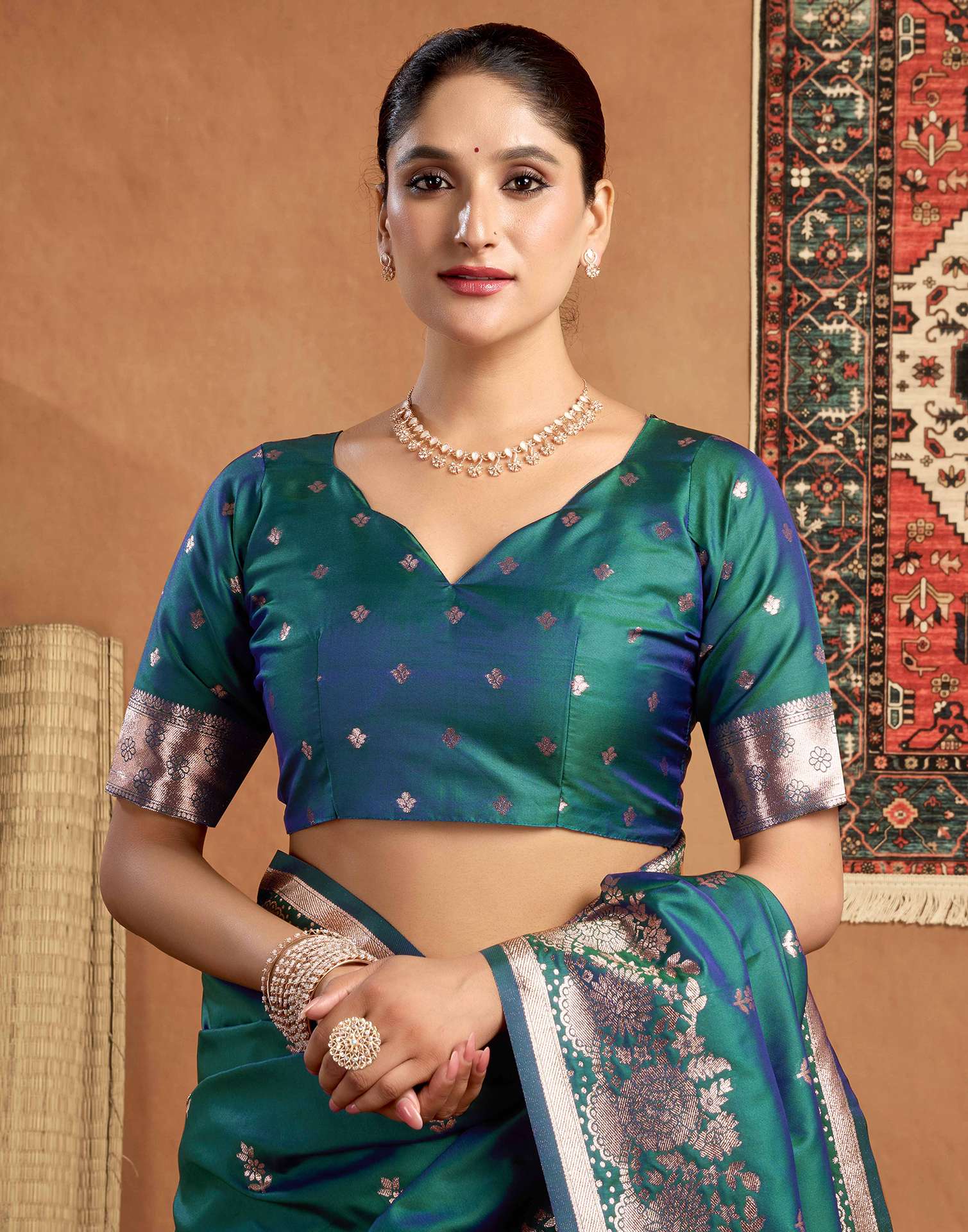 Rama Green Silk Woven Banarasi Saree