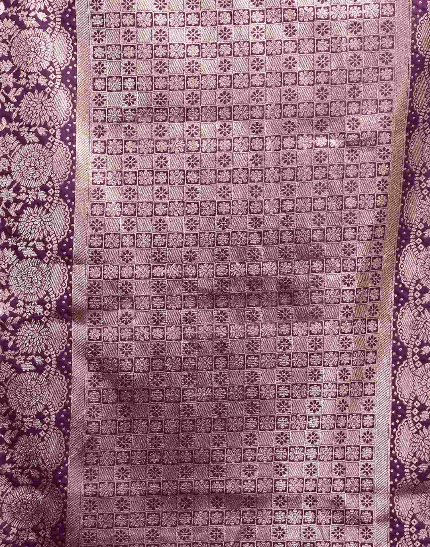 Dark Purple Silk Woven Banarasi Saree