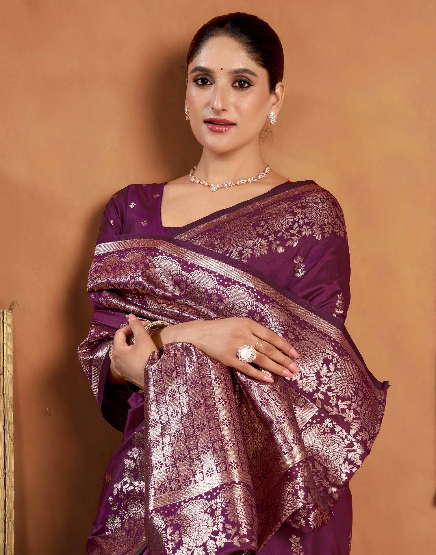 Magenta Silk Woven Banarasi Saree