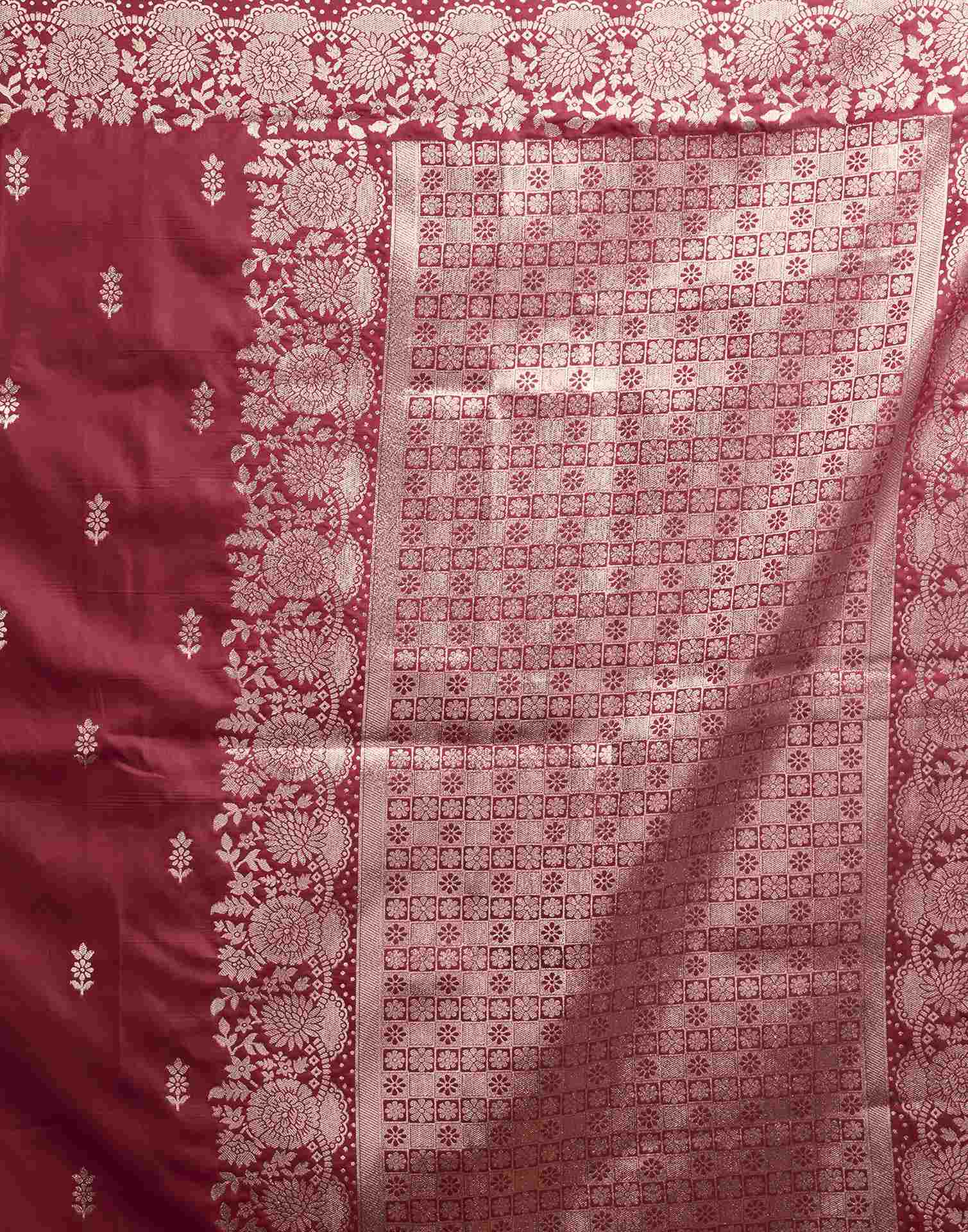 Magenta Silk Woven Banarasi Saree
