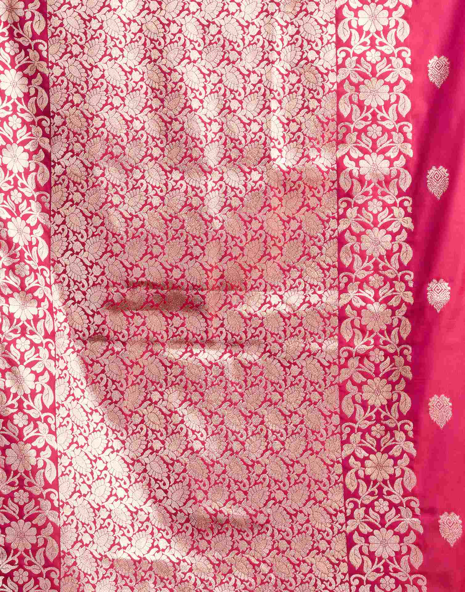 Rani Pink Silk Woven Banarasi Saree