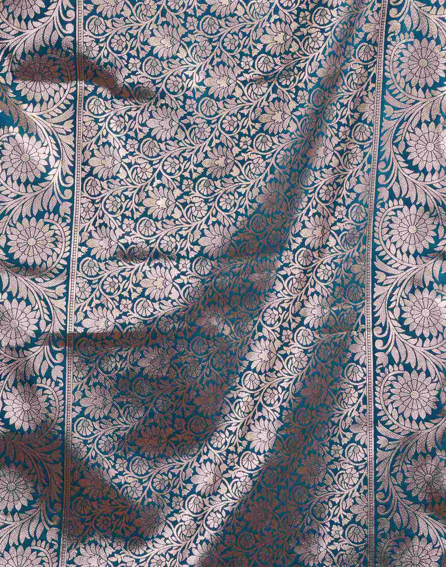 Peacock Blue Silk Woven Banarasi Saree