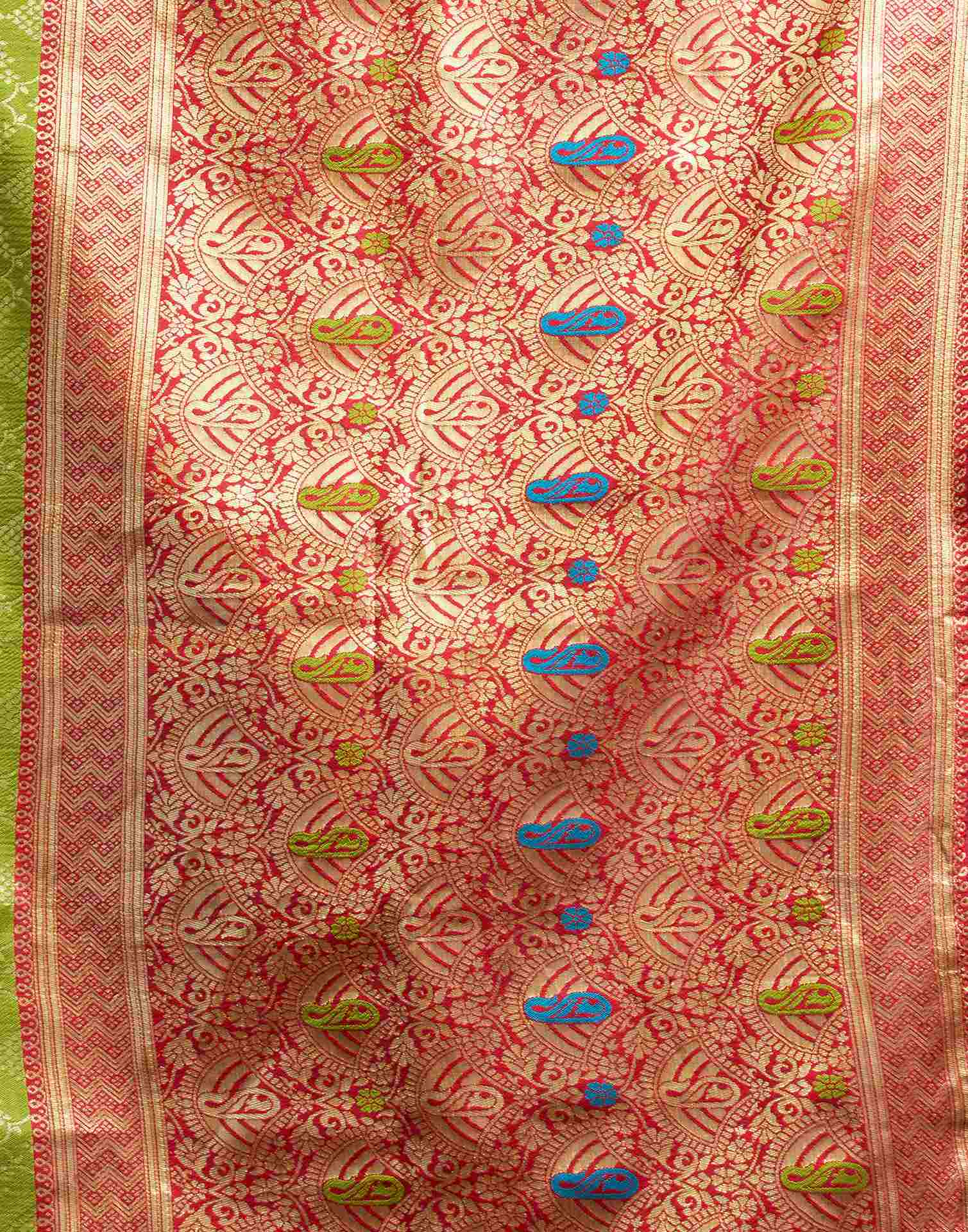 Parrot Green Silk Woven Saree