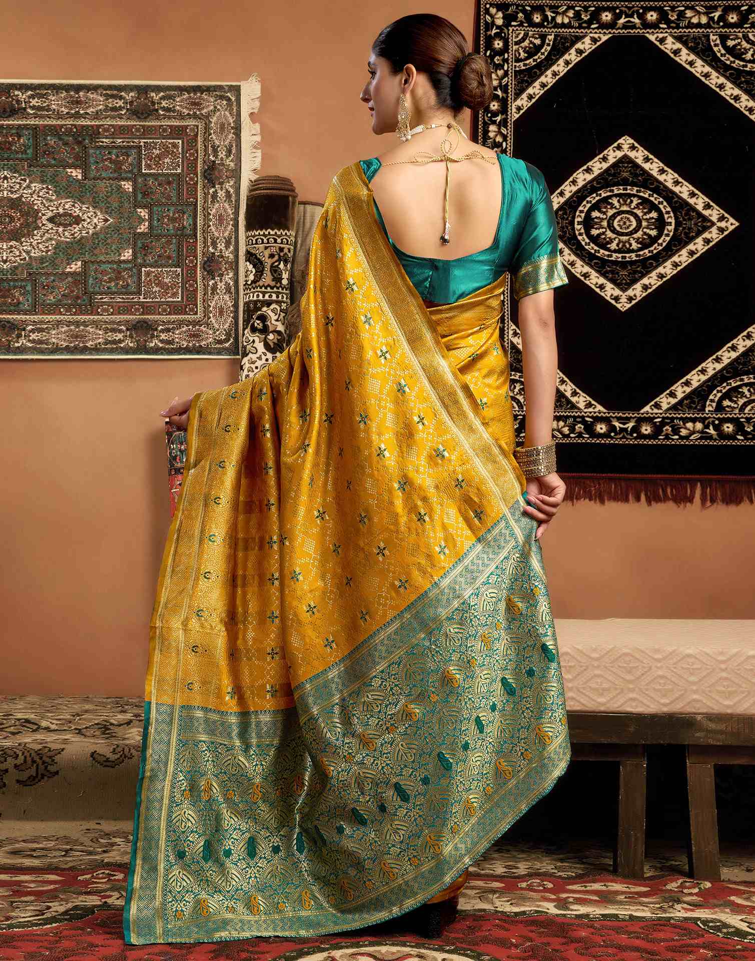 Turmeric Yellow Silk Woven Saree