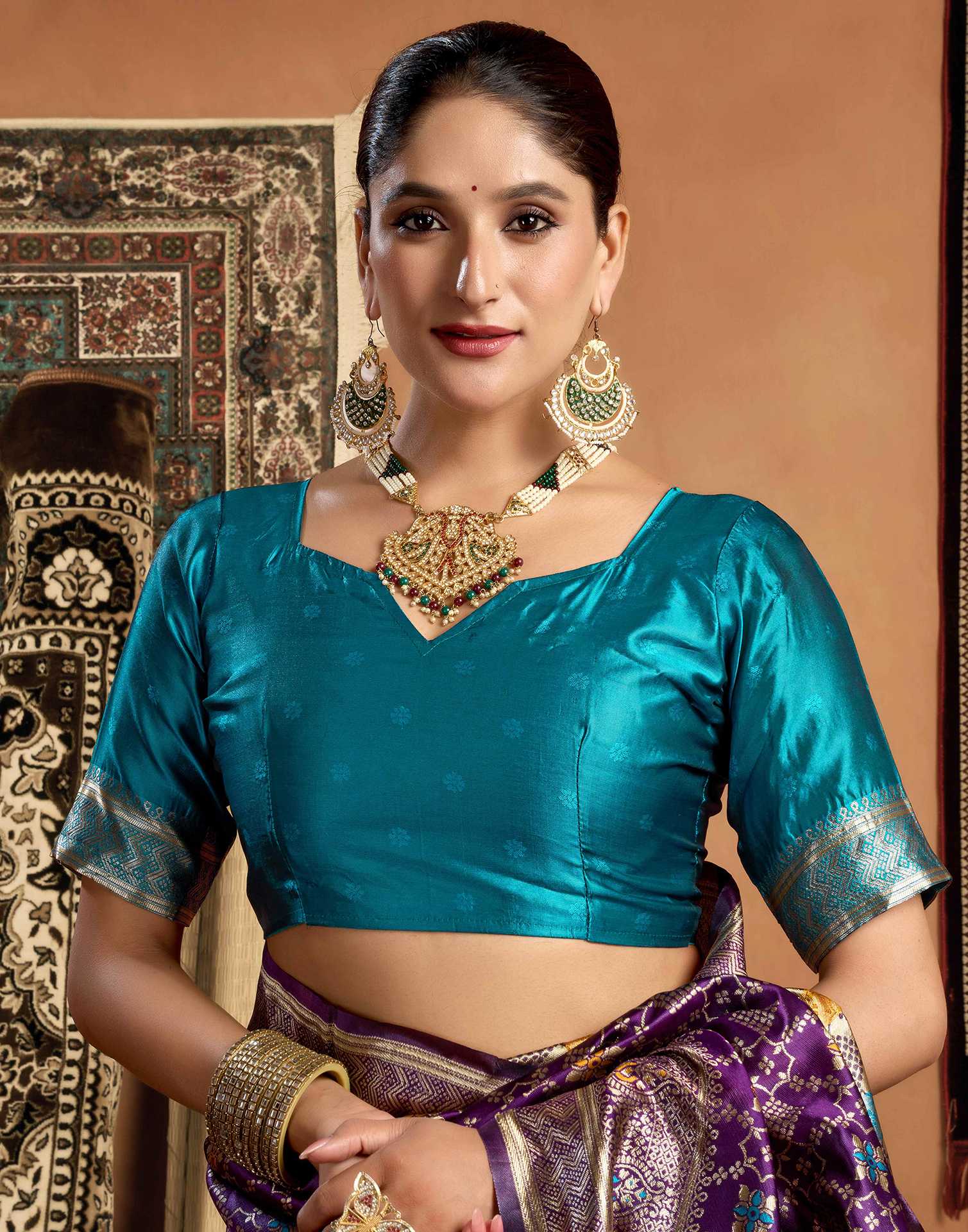 Dark Purple Silk Woven Saree