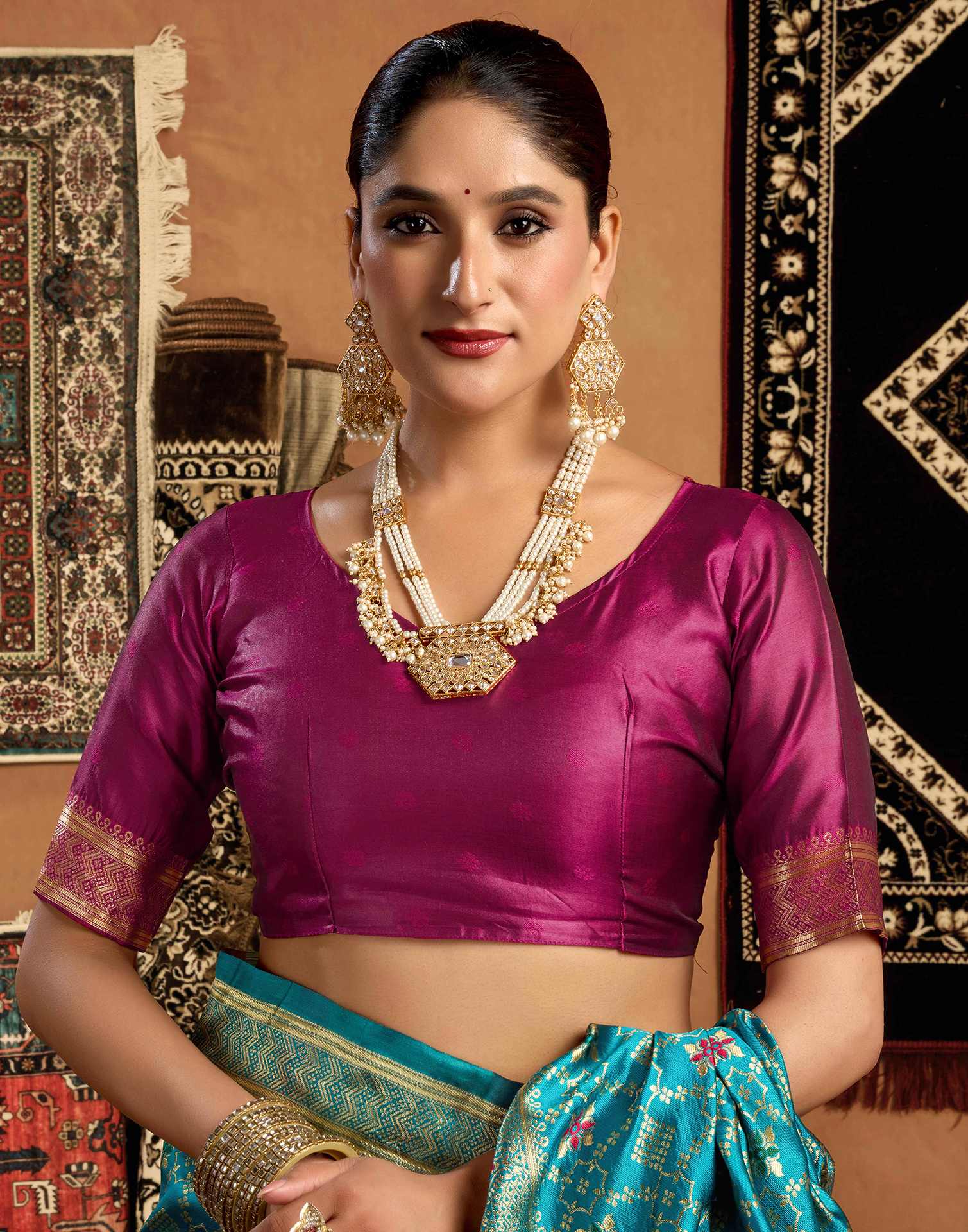 Teal Blue Silk Woven Saree