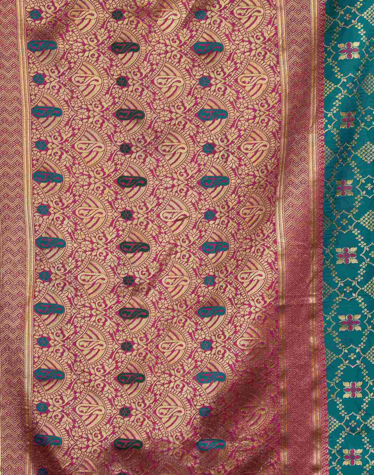 Teal Blue Silk Woven Saree