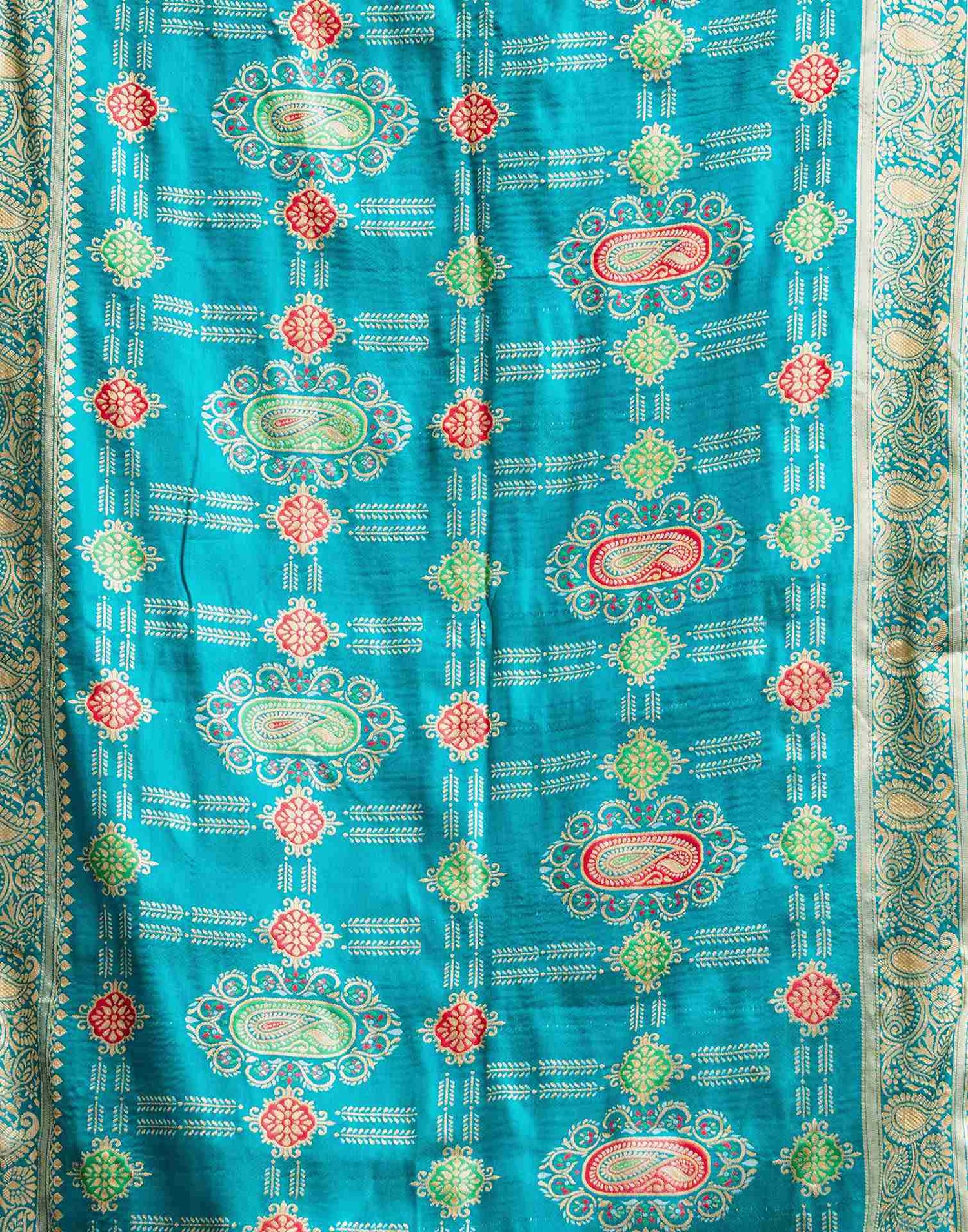 Cream Silk Woven Saree