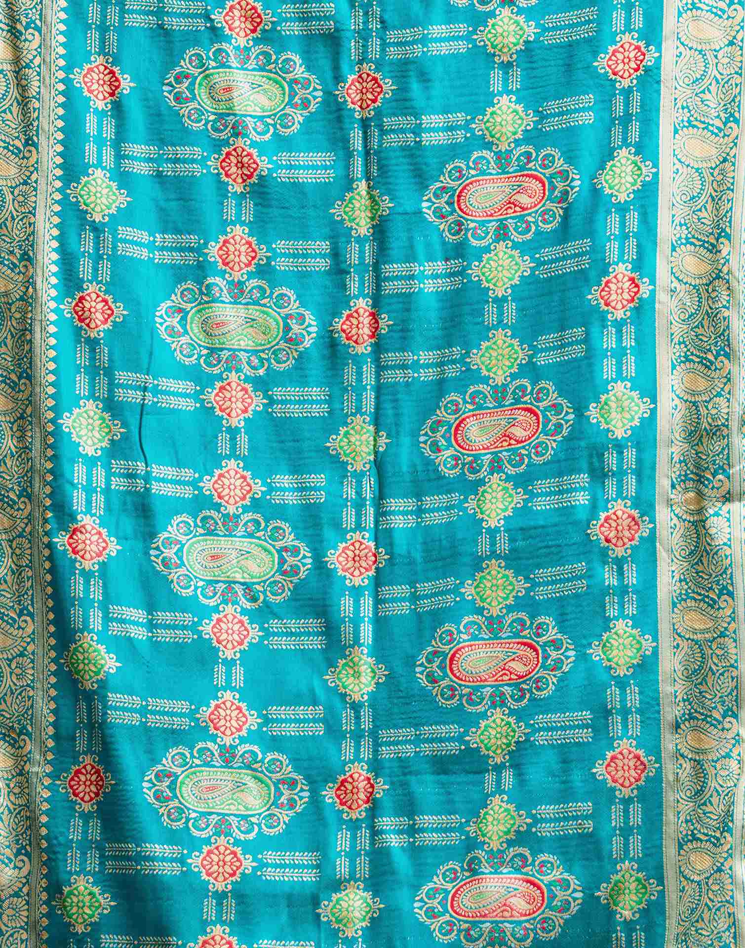 Cream Silk Woven Saree
