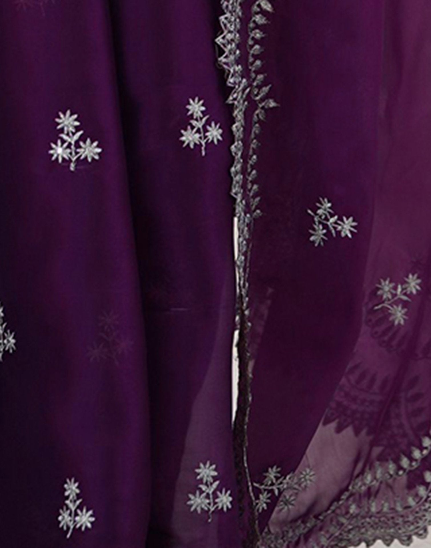 Purple Tissue Silk Sequence Embroidery Saree
