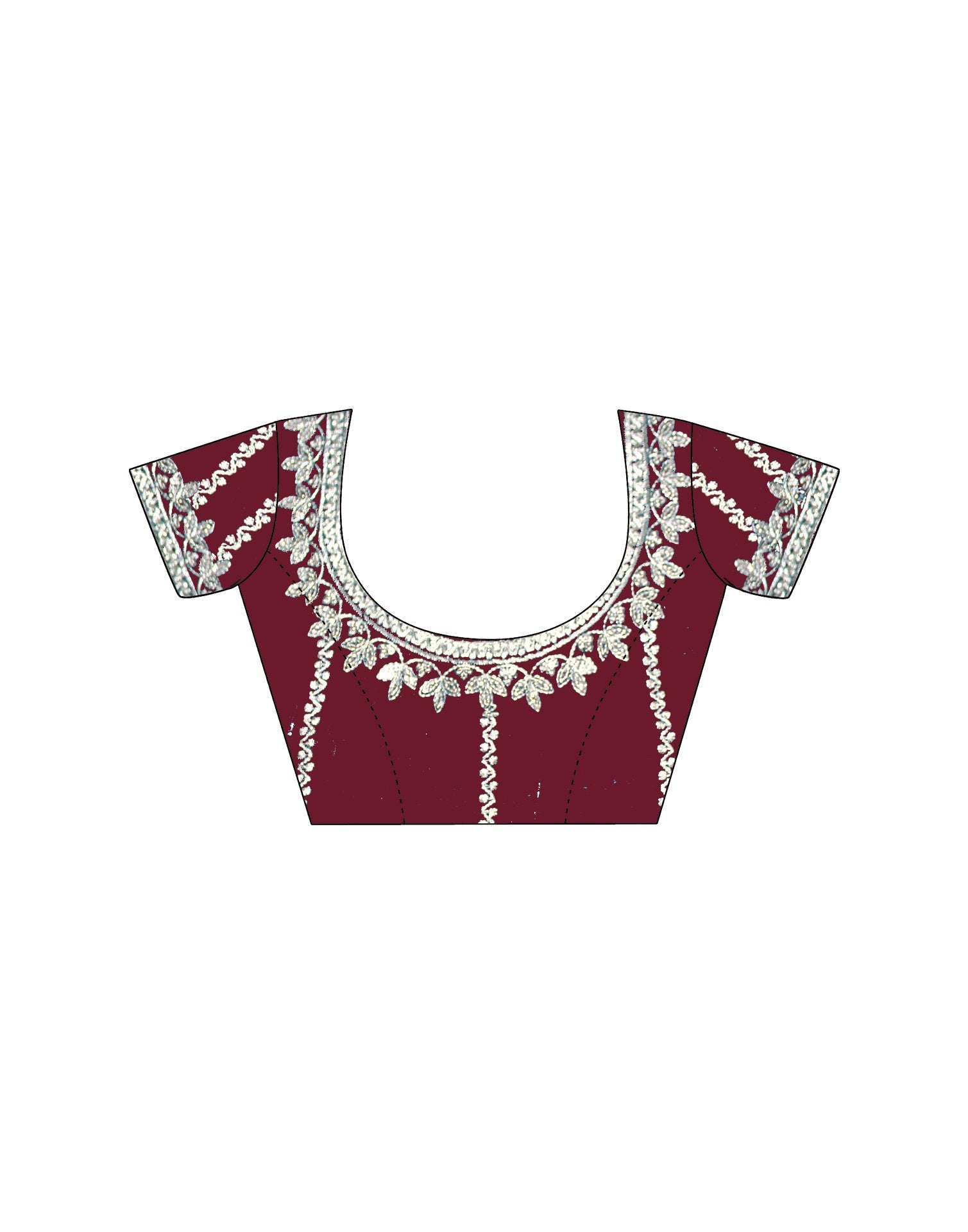 Maroon Tissue Silk Sequence Embroidery Saree