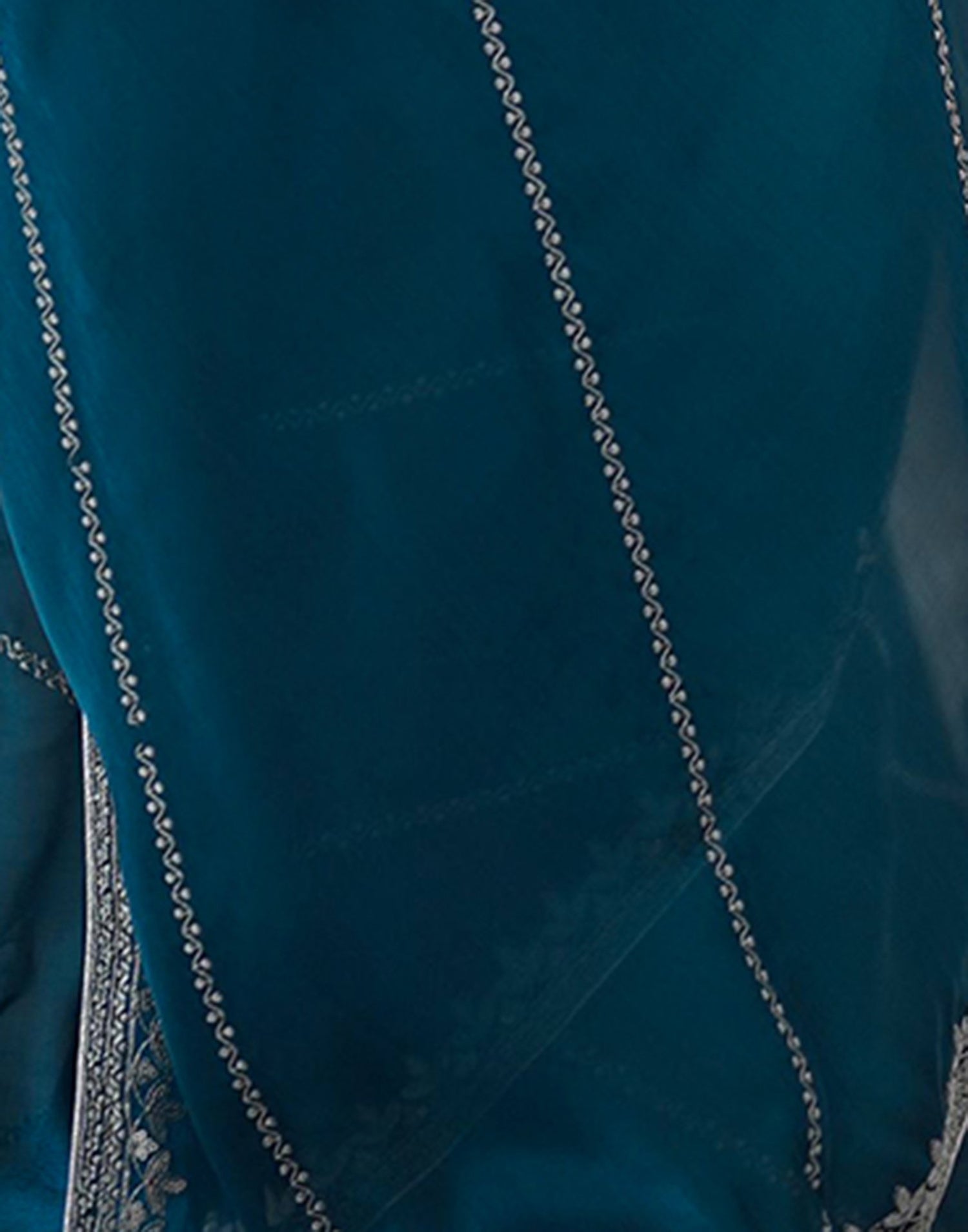 Blue Tissue Silk Sequence Embroidery Saree