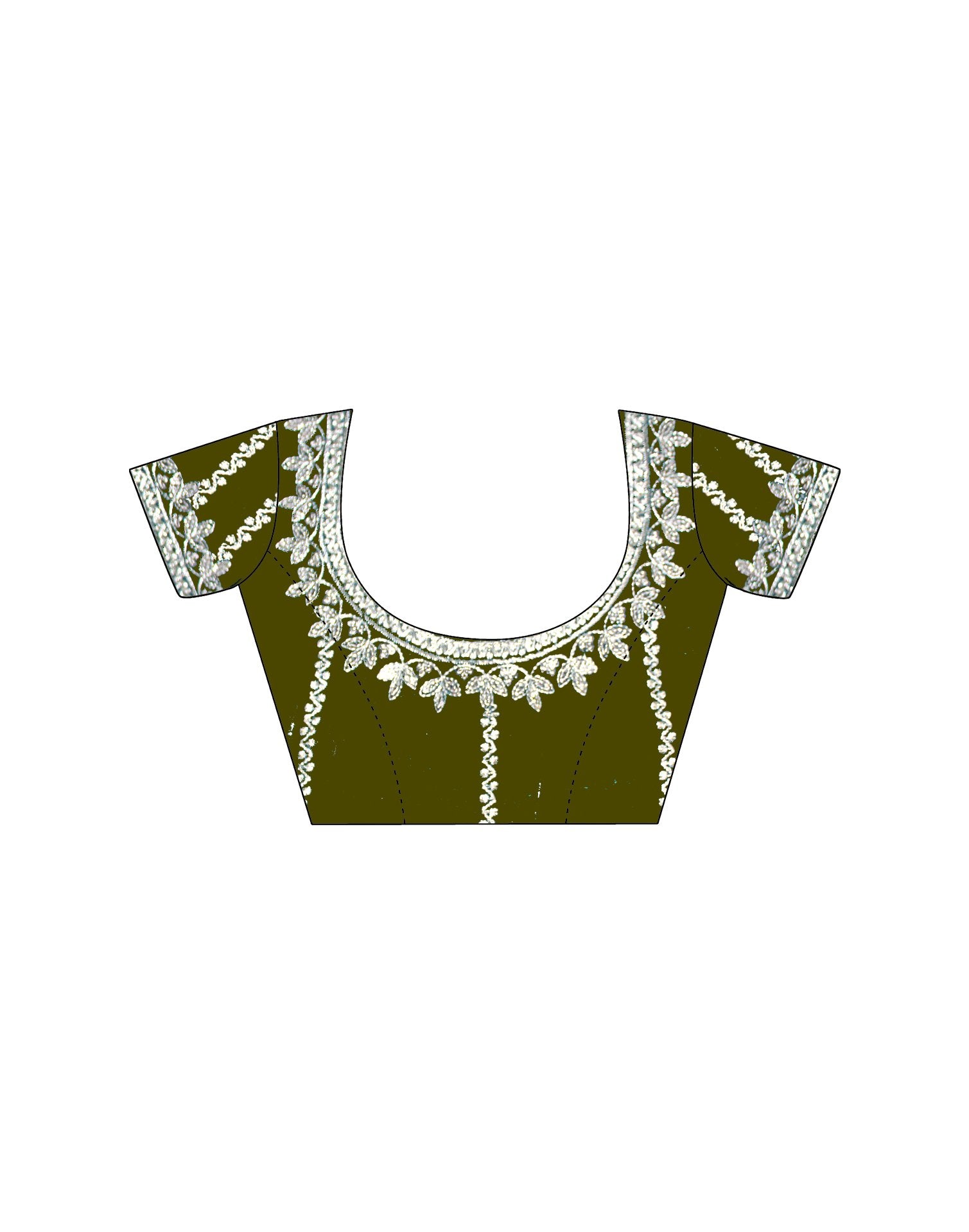 Olive Green Tissue Silk Sequence Embroidery Saree