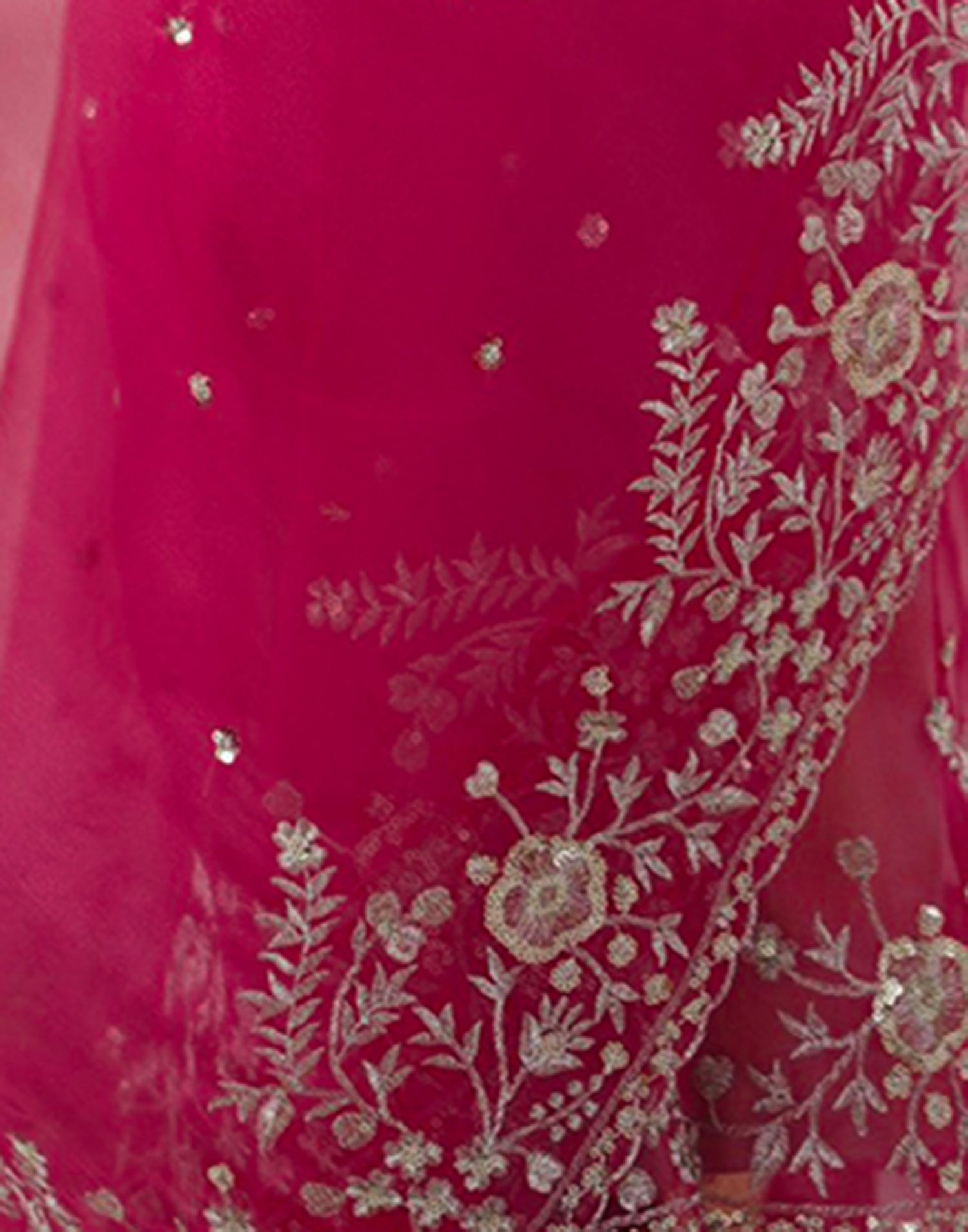 Pink Organza Sequence Embroidery Saree