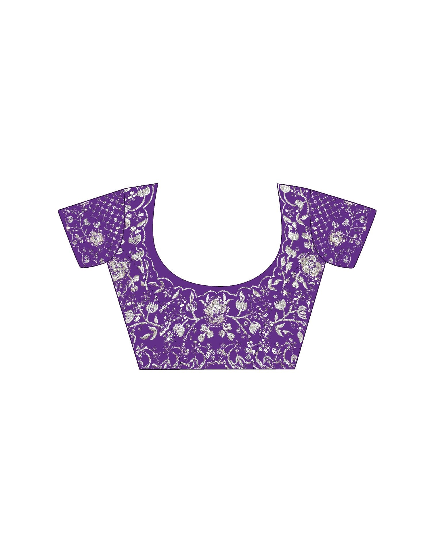 Purple Organza Embroidery Lace Saree