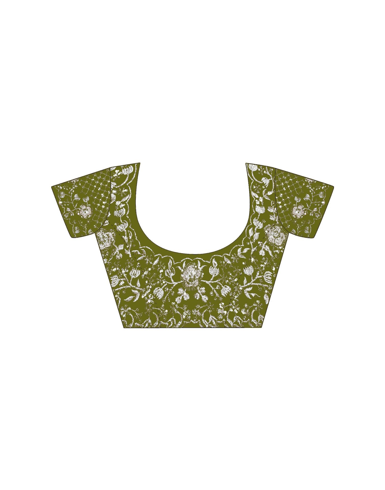 Green Organza Embroidery Lace Saree