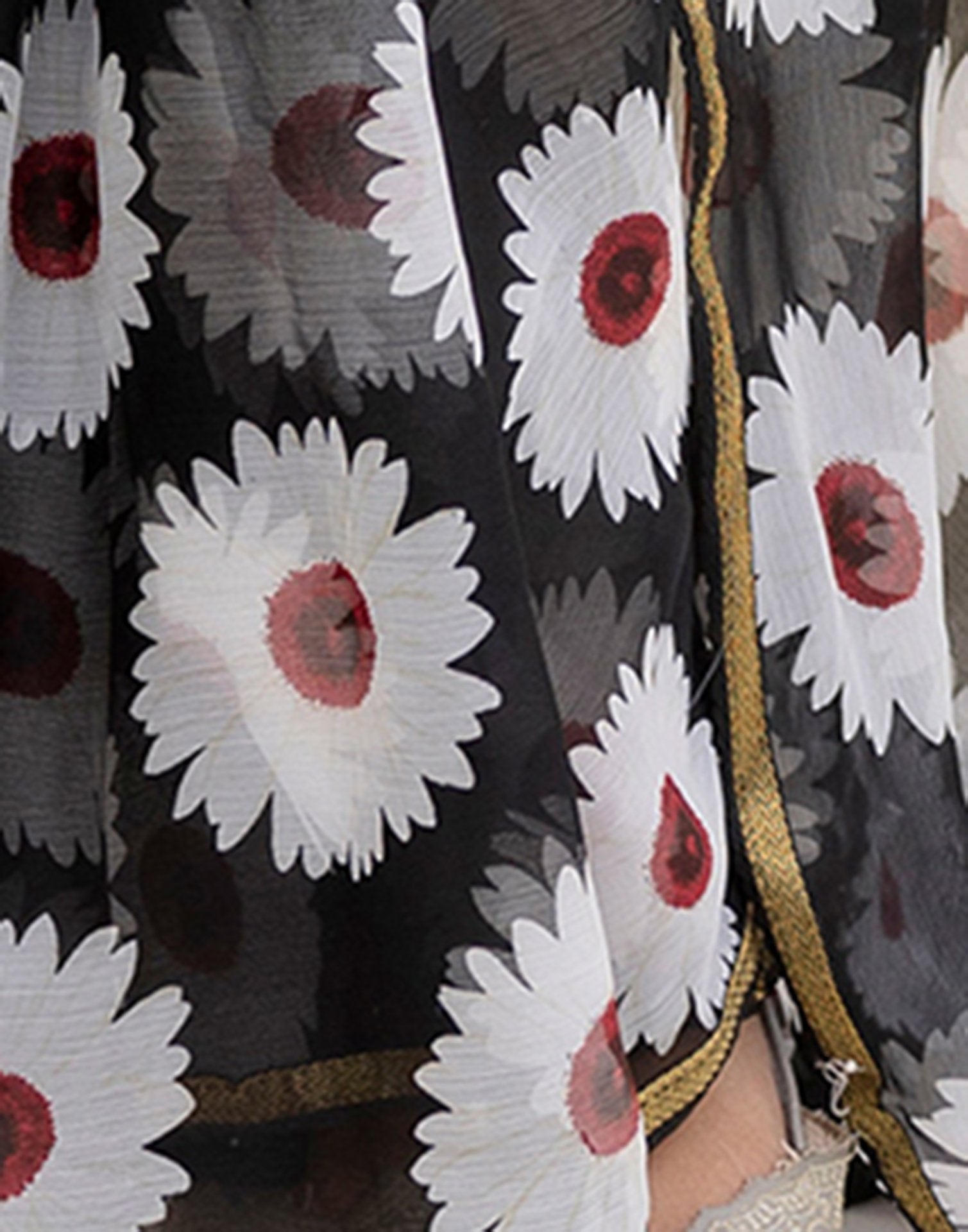 Black Chiffon Floral Printed Saree