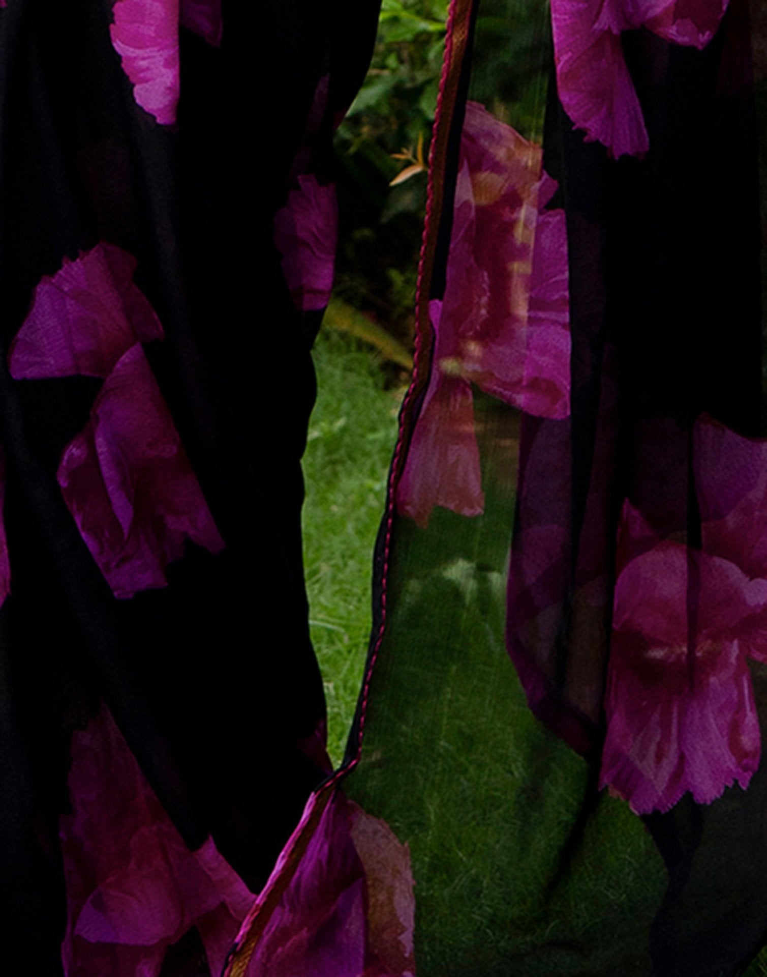 Black Chiffon Floral Printed Saree