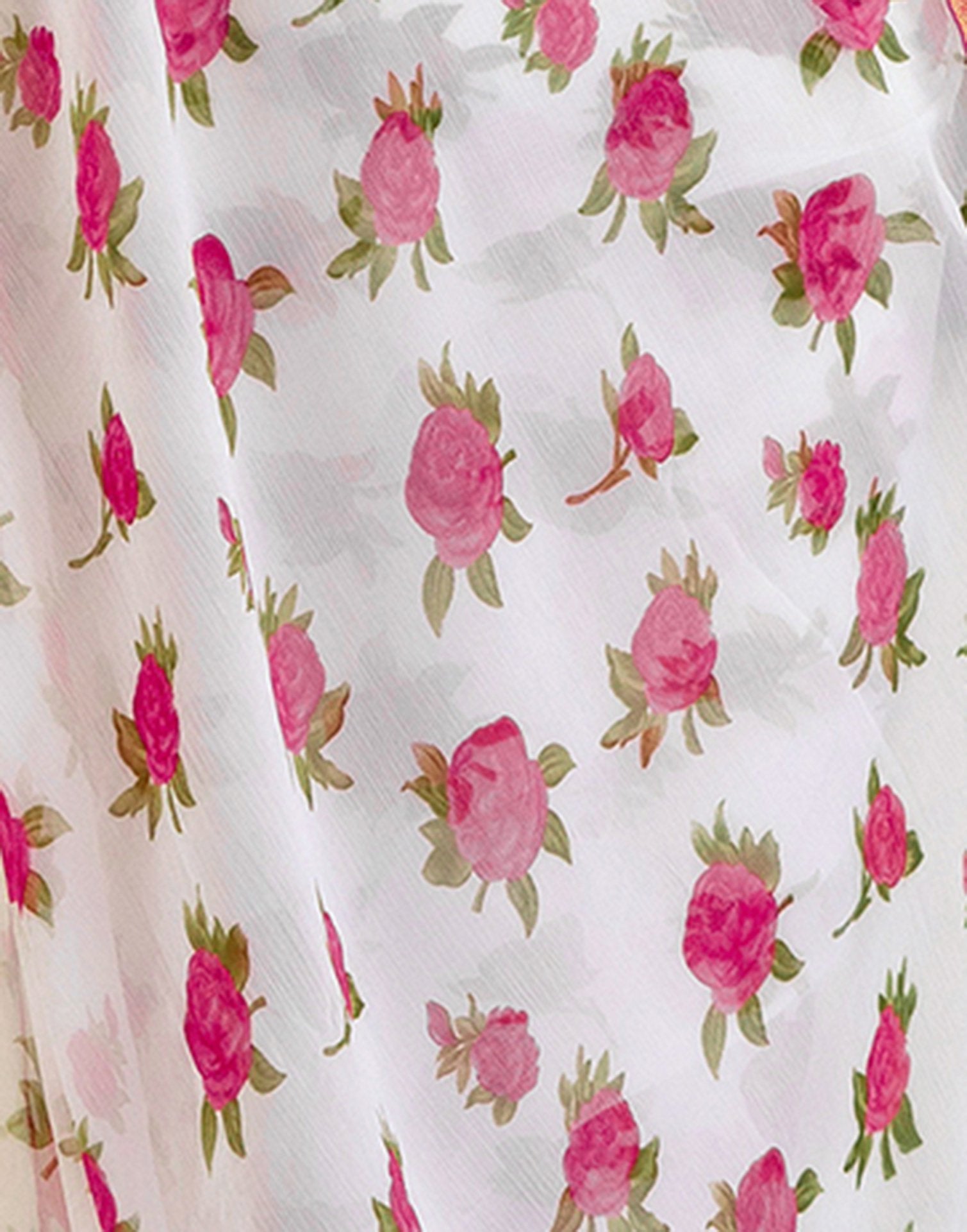 White Chiffon Floral Printed Saree