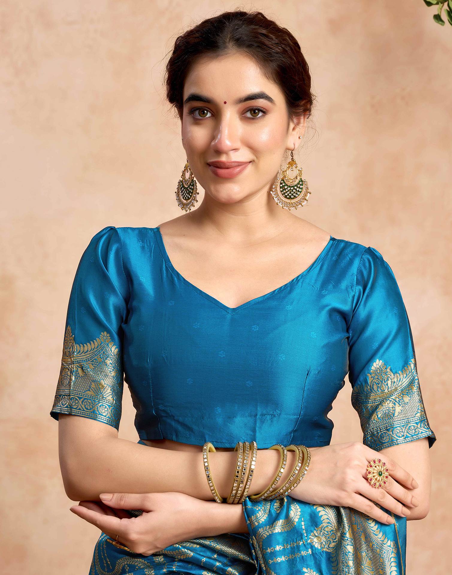 Teal Blue Silk Woven Saree