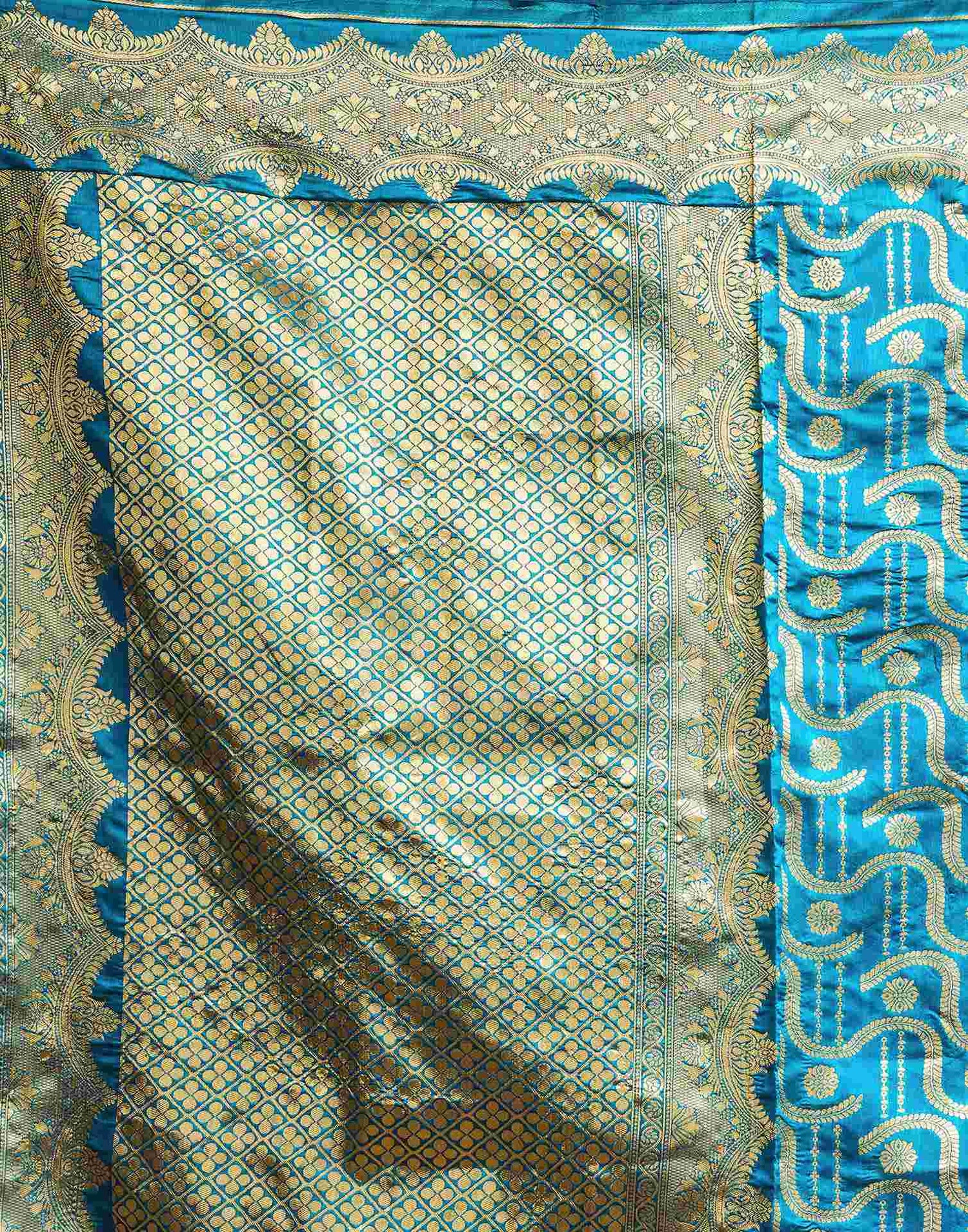Teal Blue Silk Woven Saree