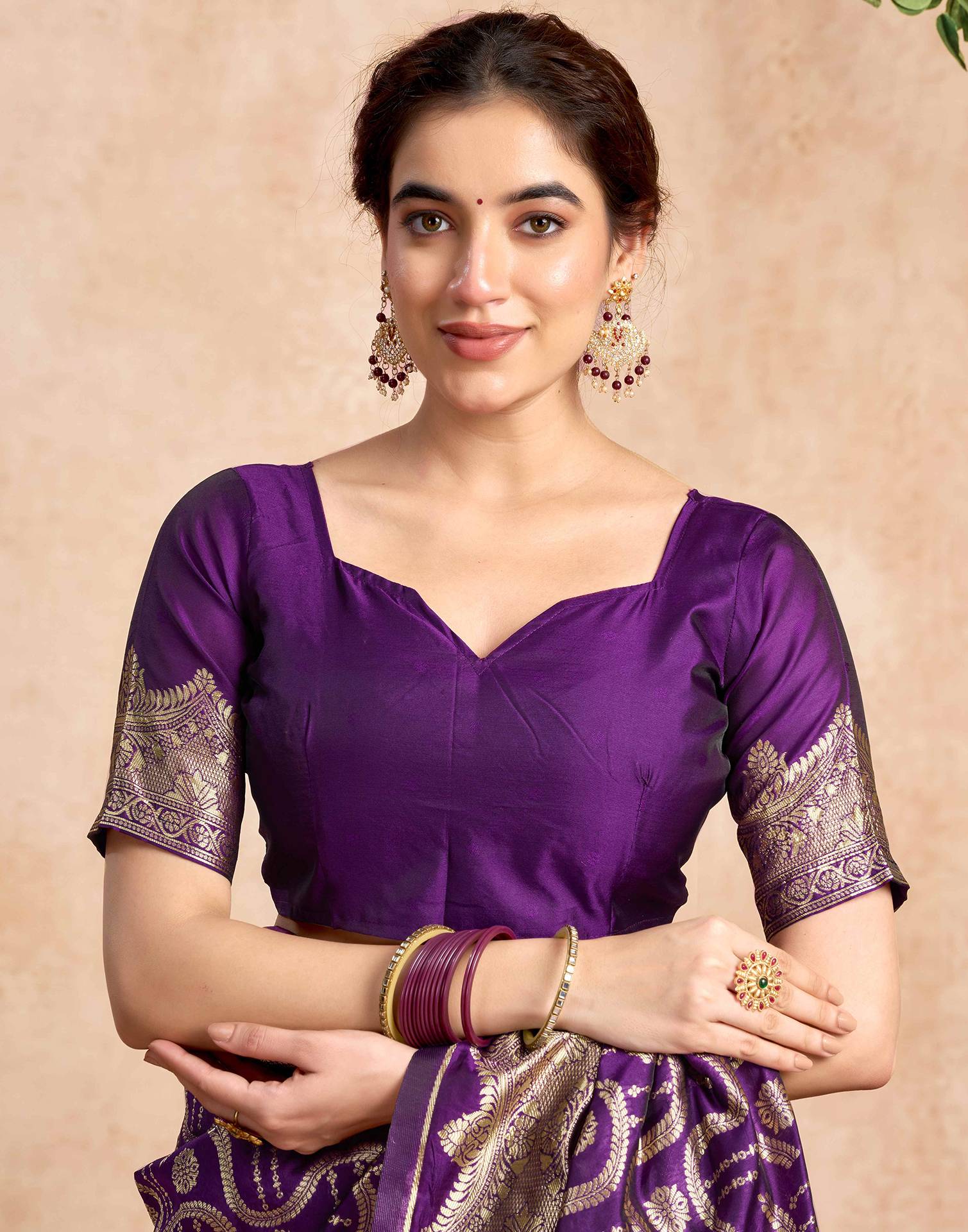 Dark Purple Silk Woven Saree