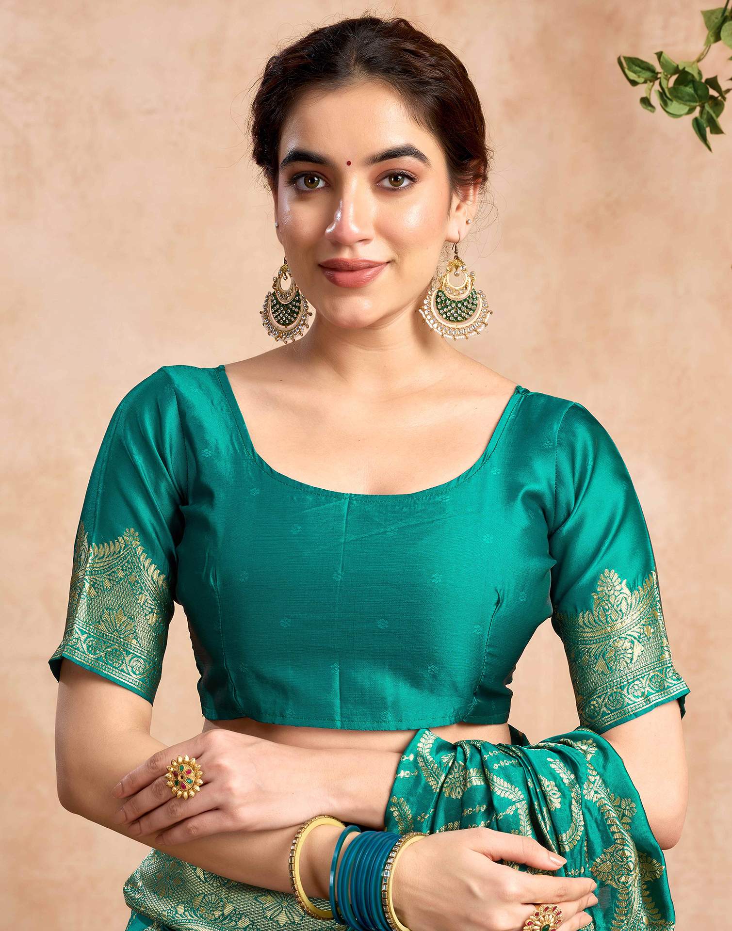 Teal Green Silk Woven Saree