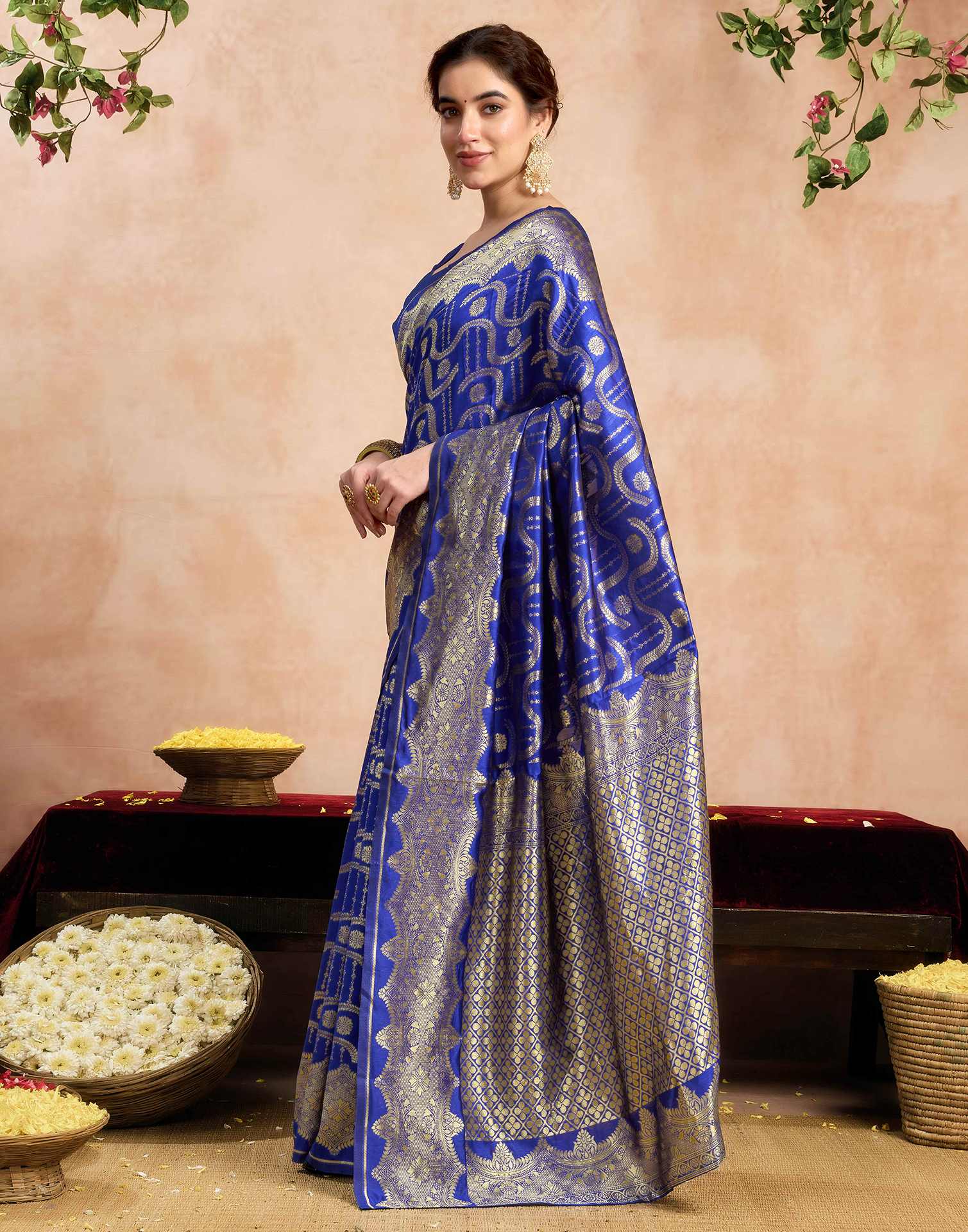 Royal Blue Silk Woven Saree