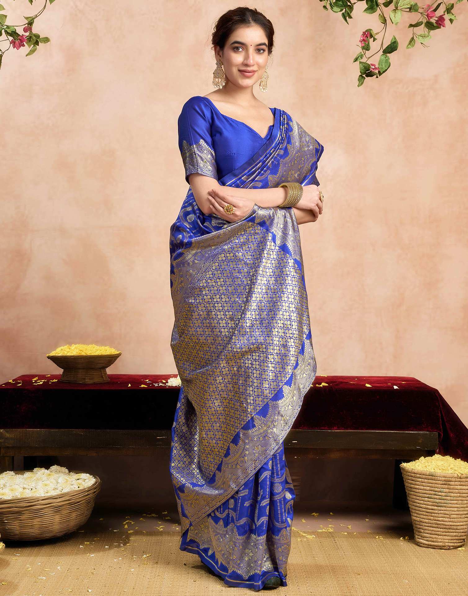 Royal Blue Silk Woven Saree