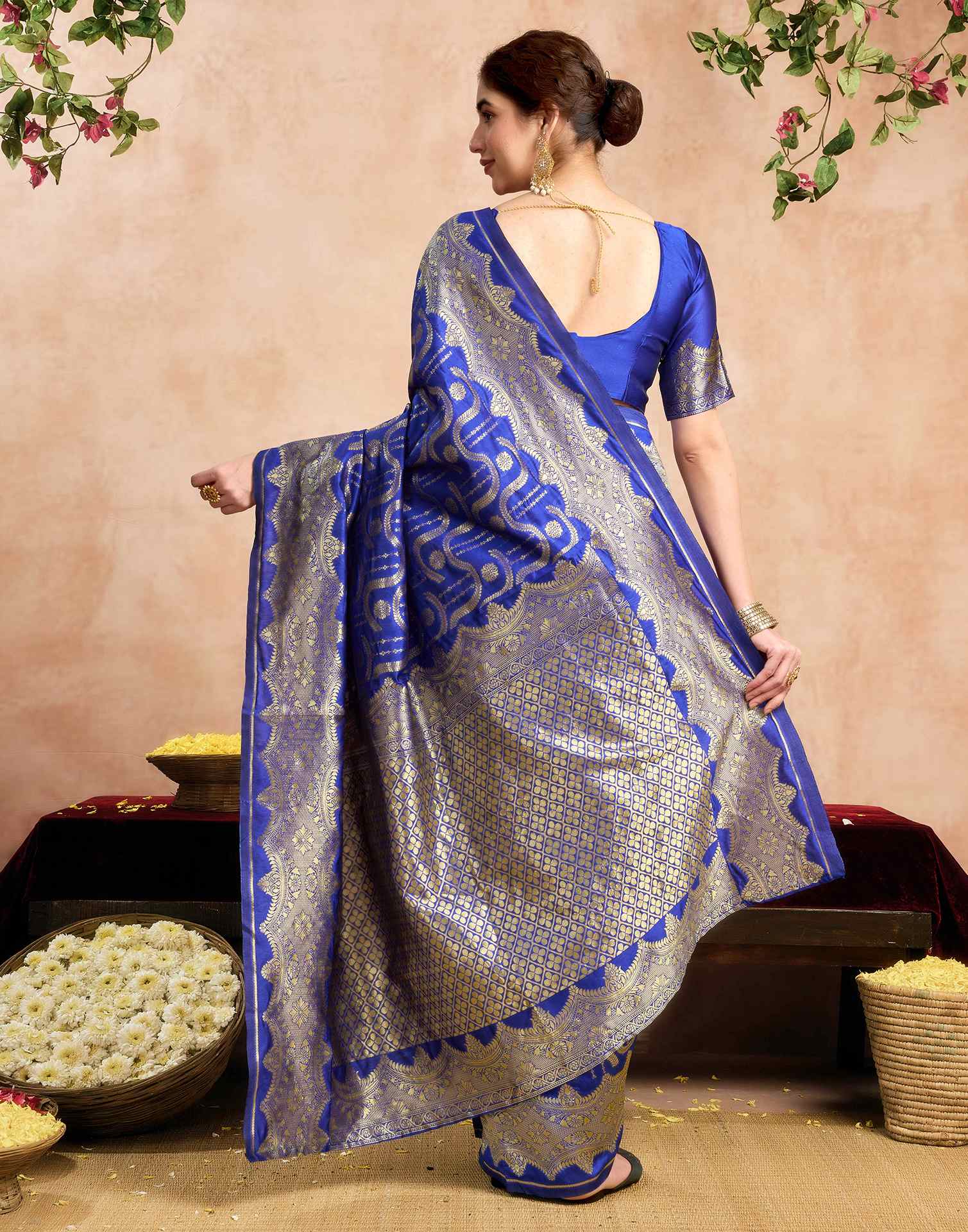 Royal Blue Silk Woven Saree