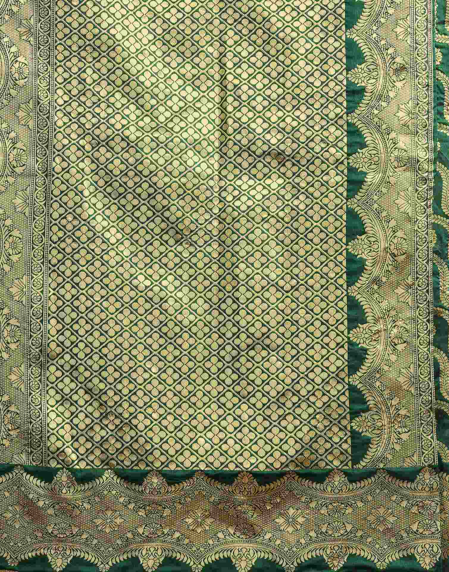 Dark Green Silk Woven Saree