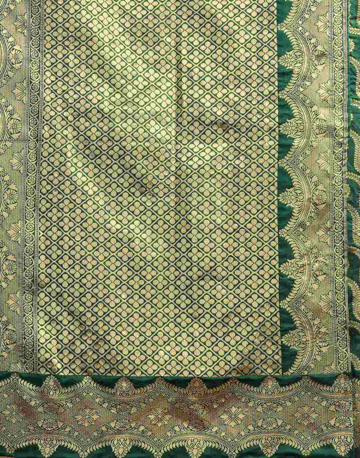 Dark Green Silk Woven Saree