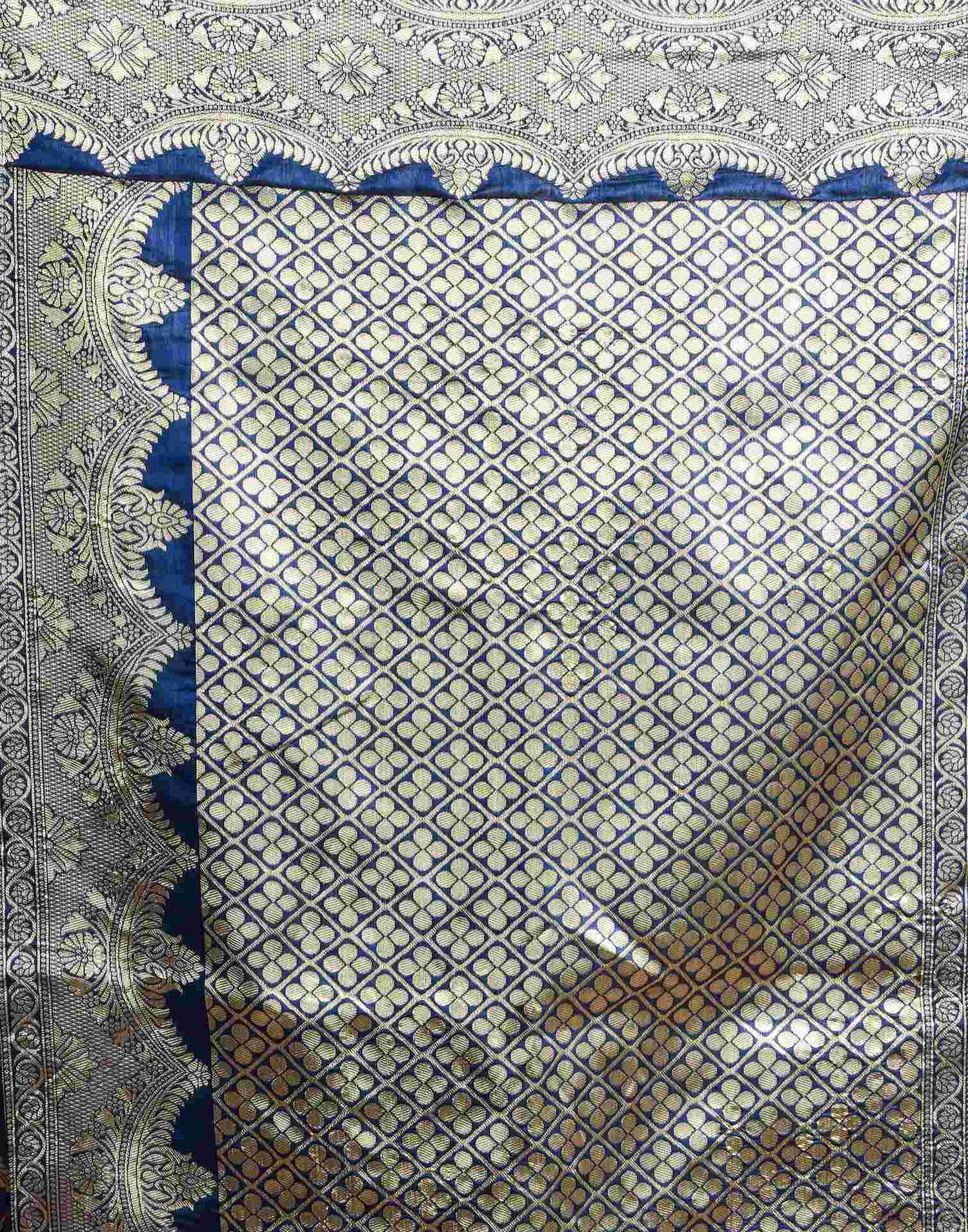 Navy Blue Silk Woven Saree