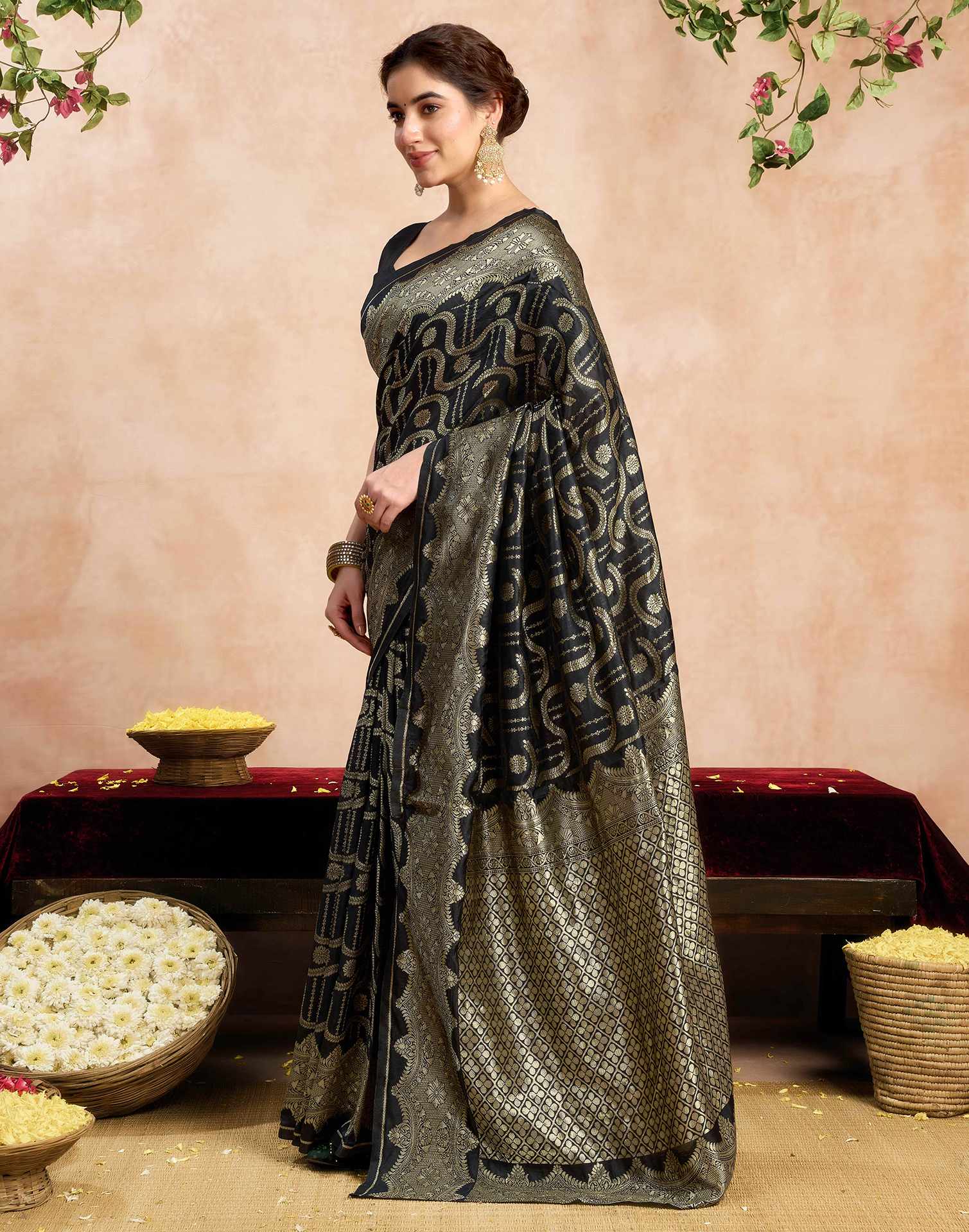 Black Silk Woven Saree