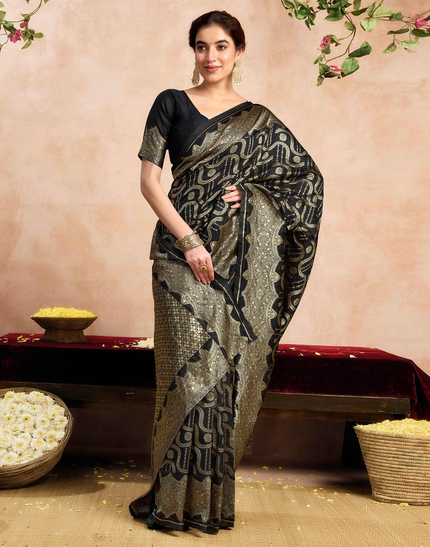 Black Silk Woven Saree