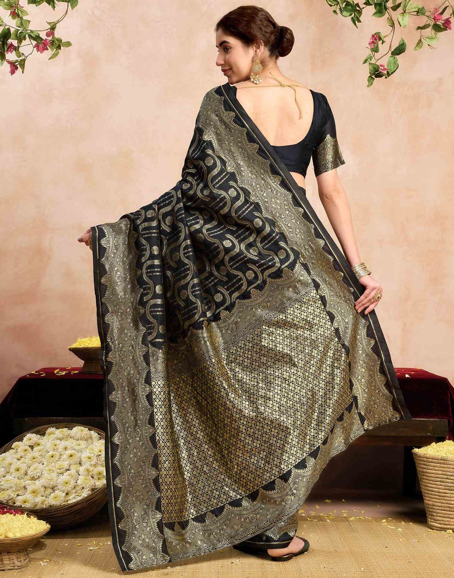 Black Silk Woven Saree