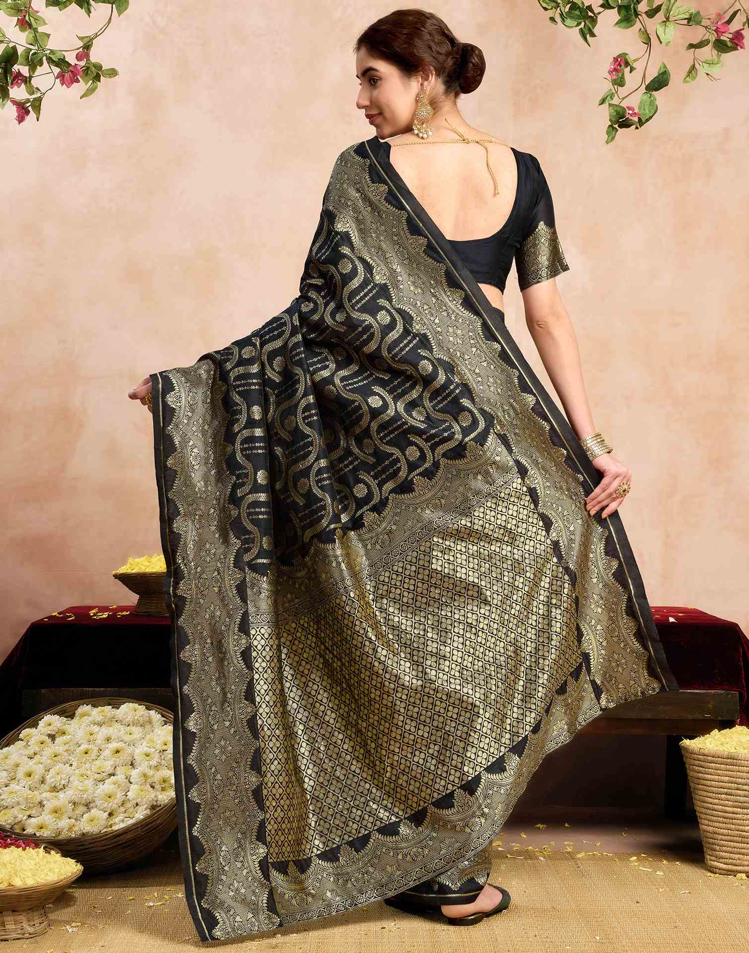 Black Silk Woven Saree