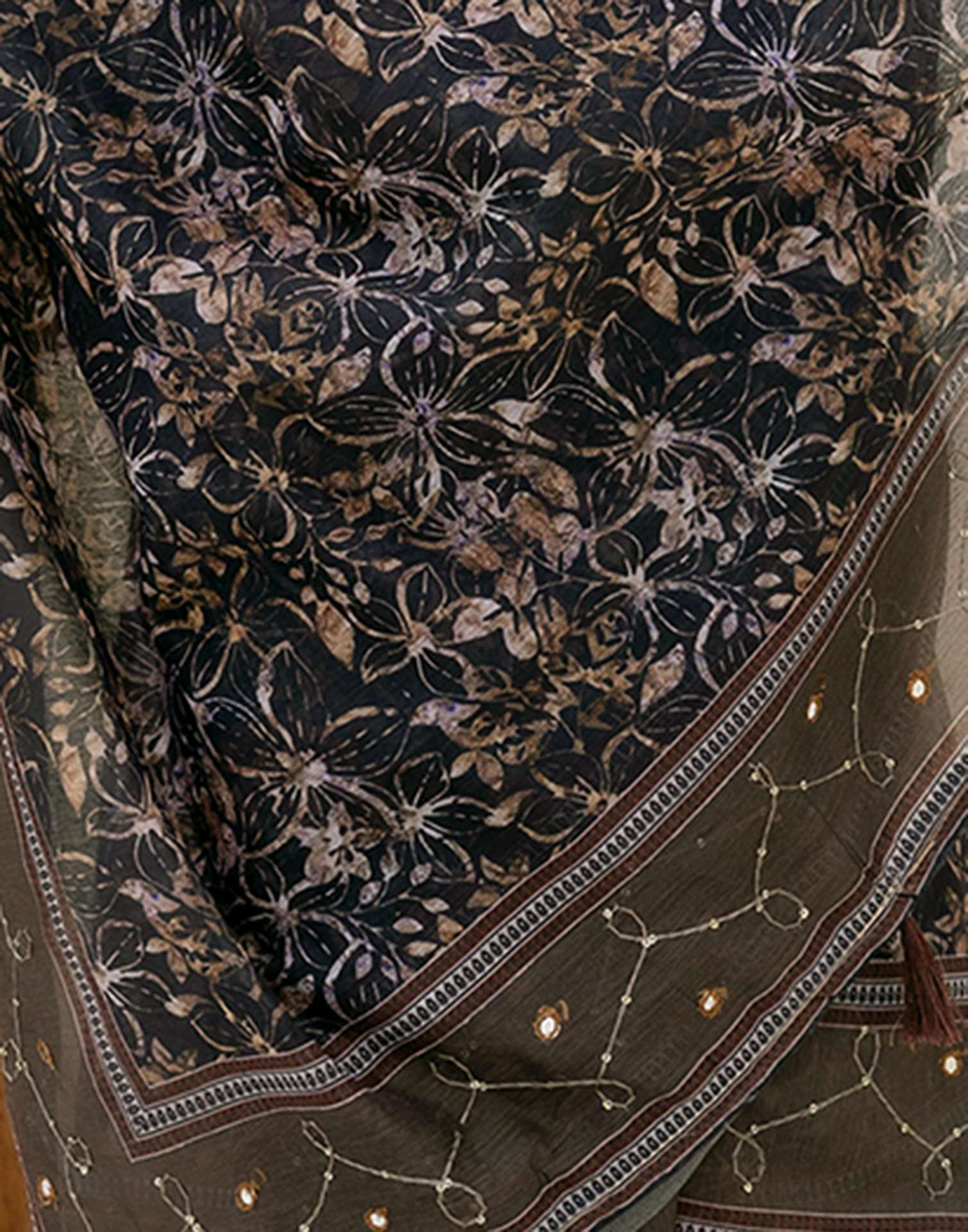 Multicoloured Cotton Embroidery Printed Saree