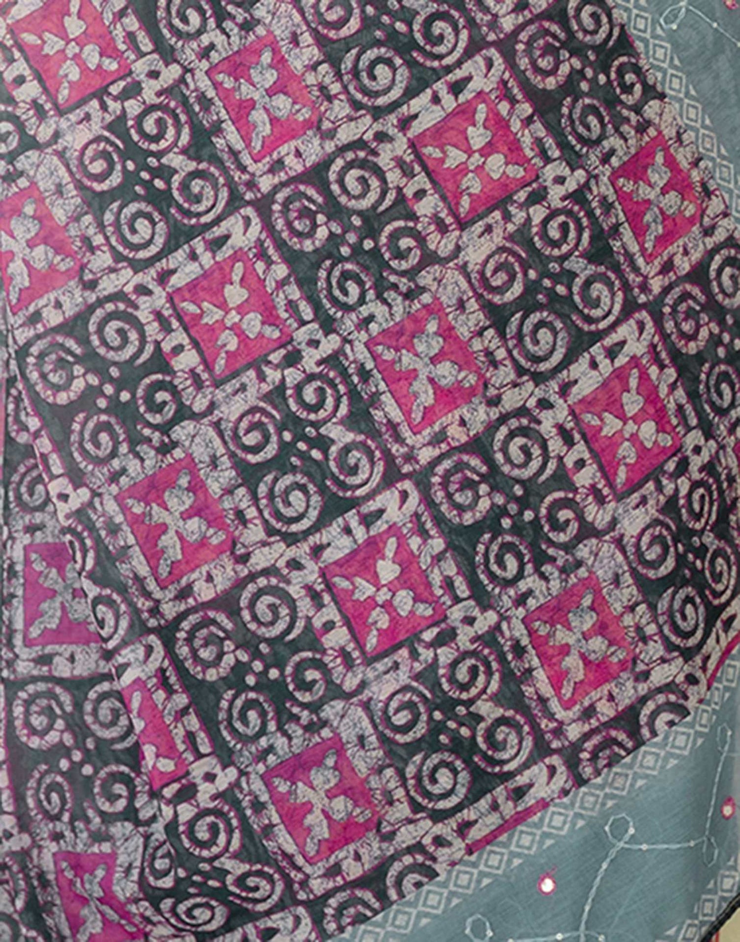 Green Cotton Embroidery Printed Saree